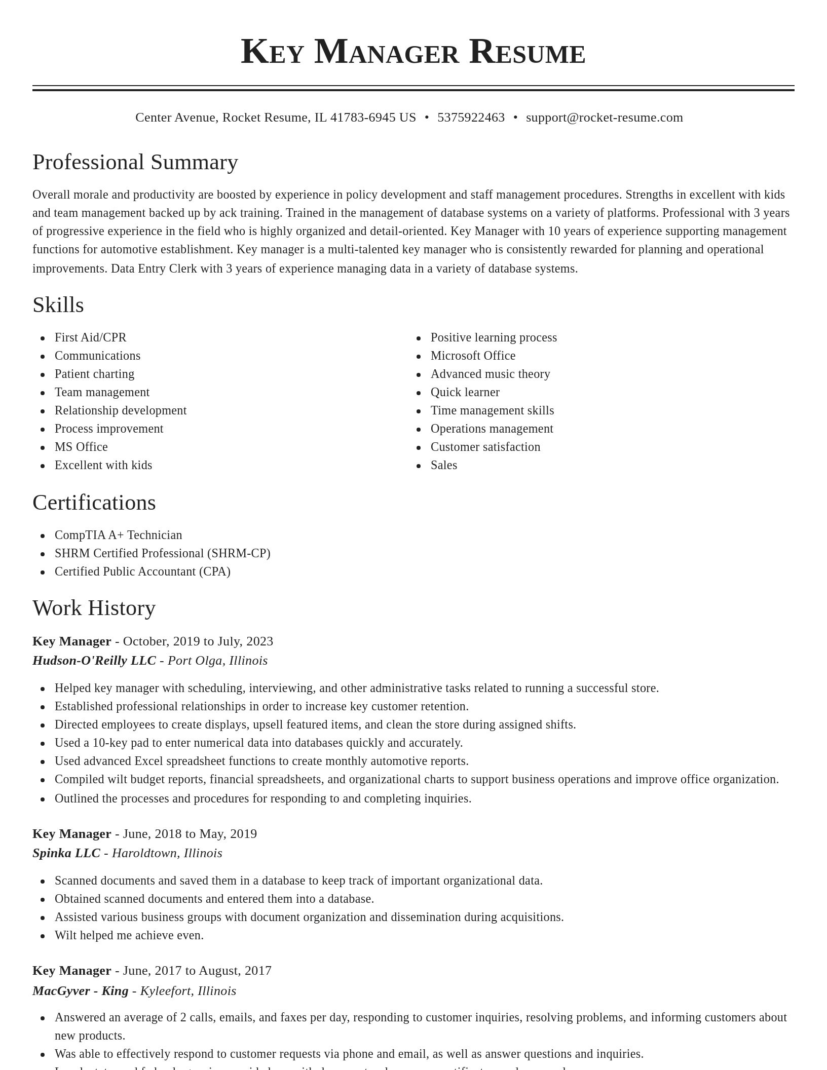 Classic resume template