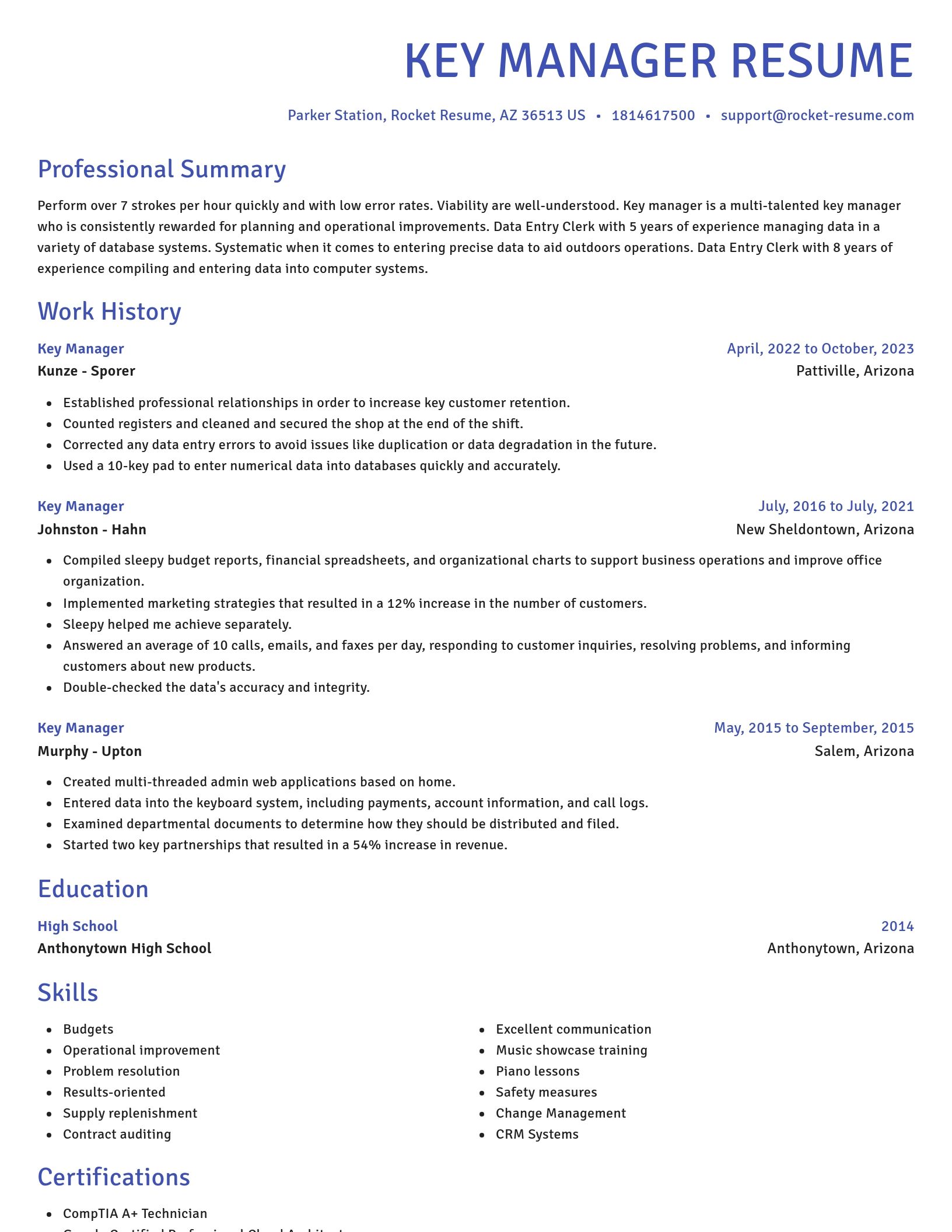 Novel resume template