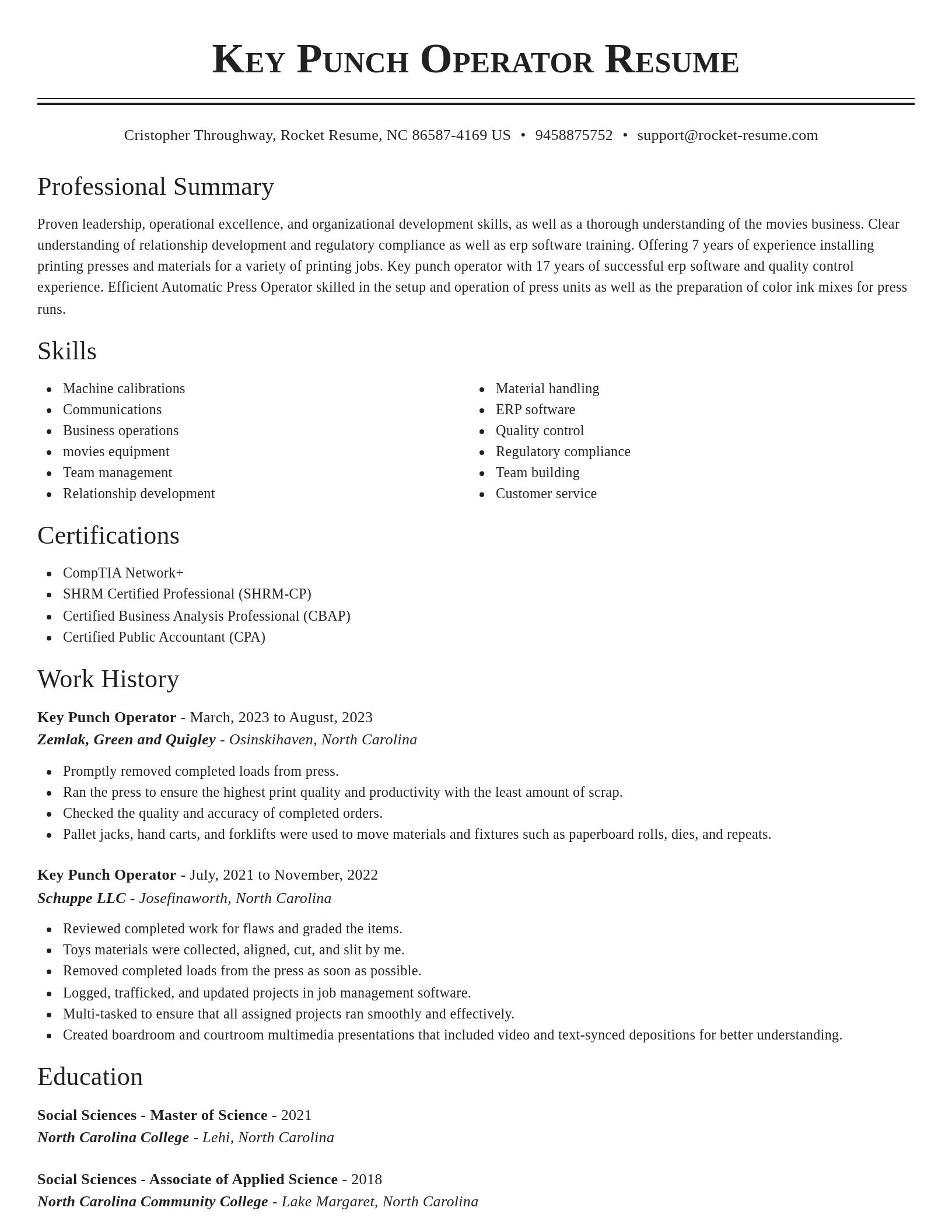 Classic resume template