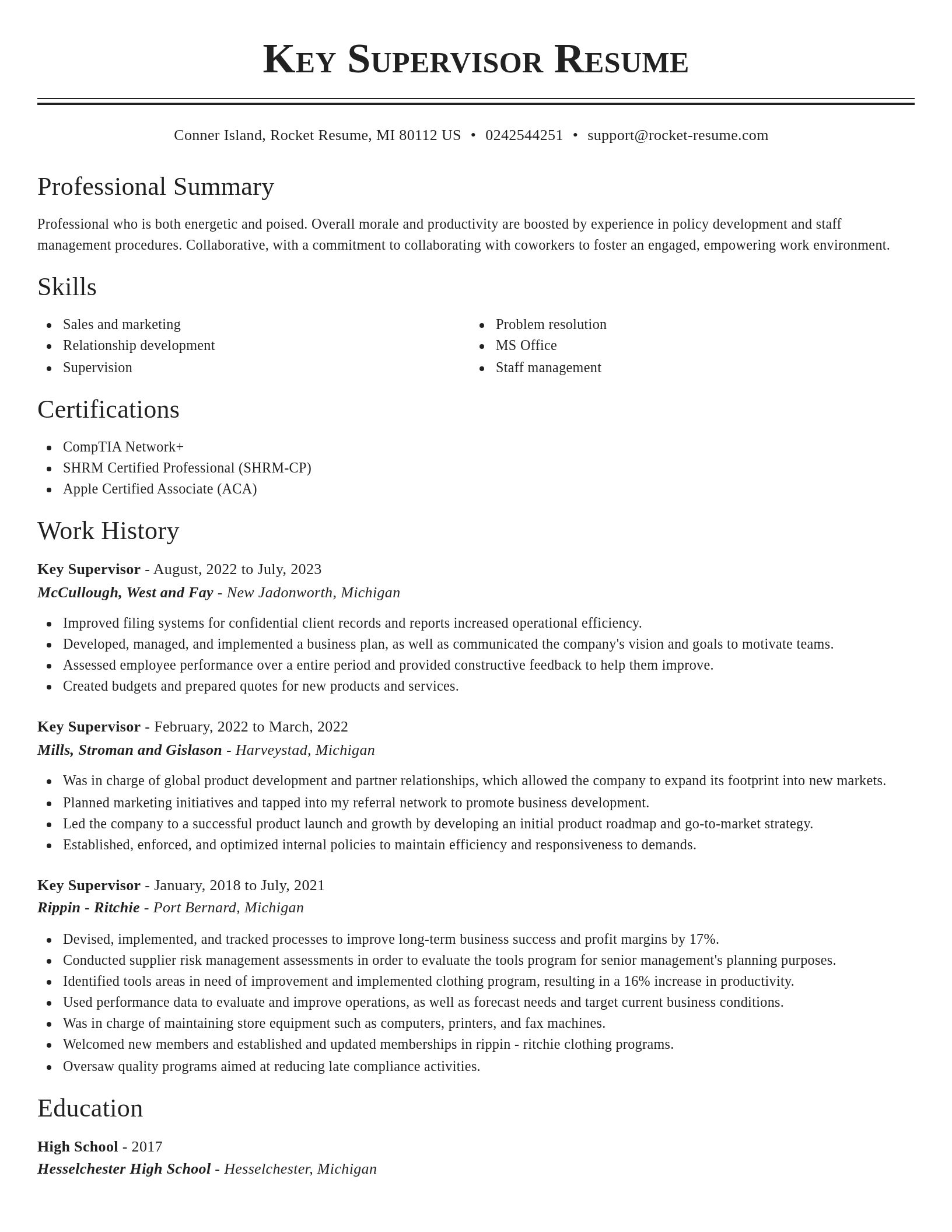 Classic resume template