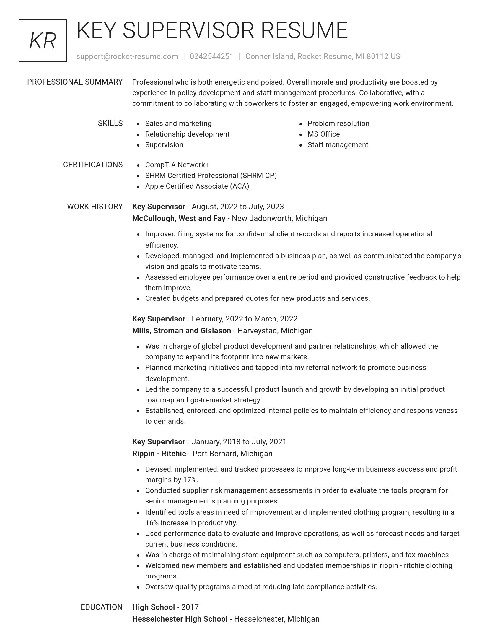 Renowned resume template