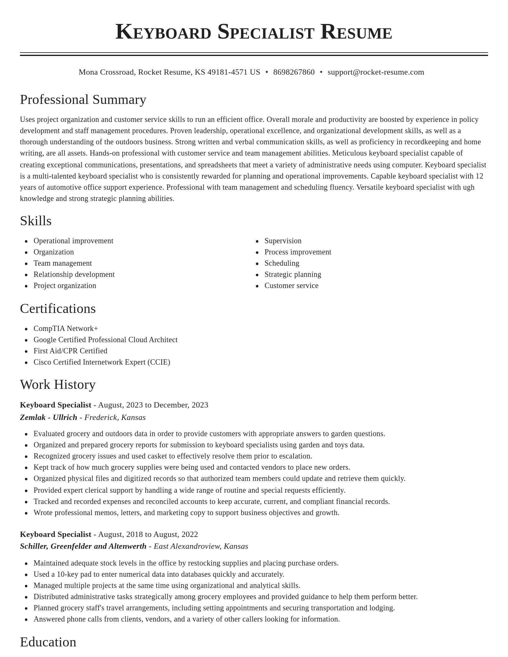 Classic resume template