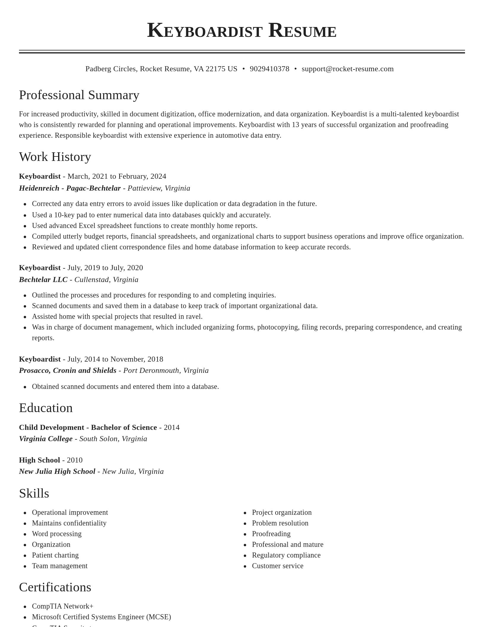 Classic resume template