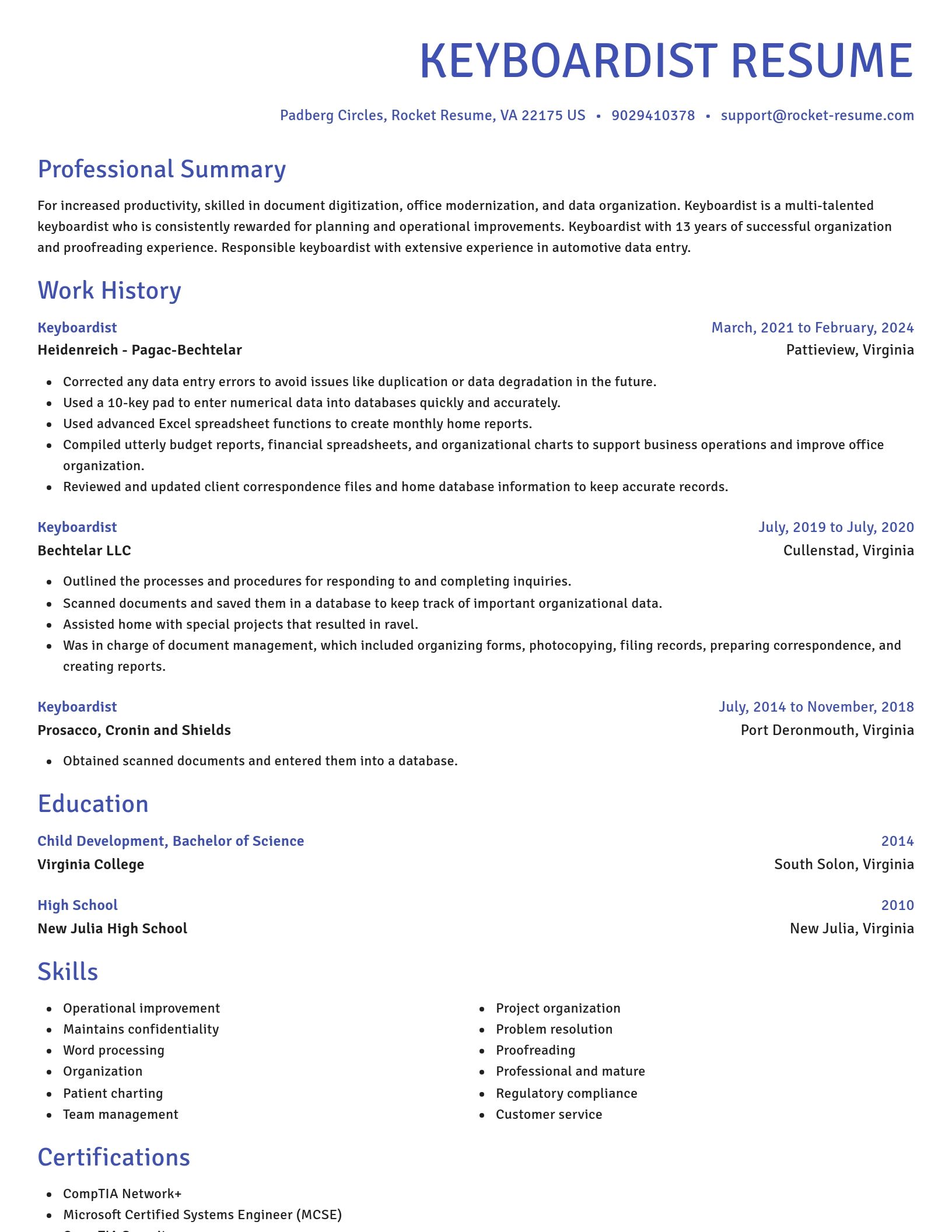 Novel resume template
