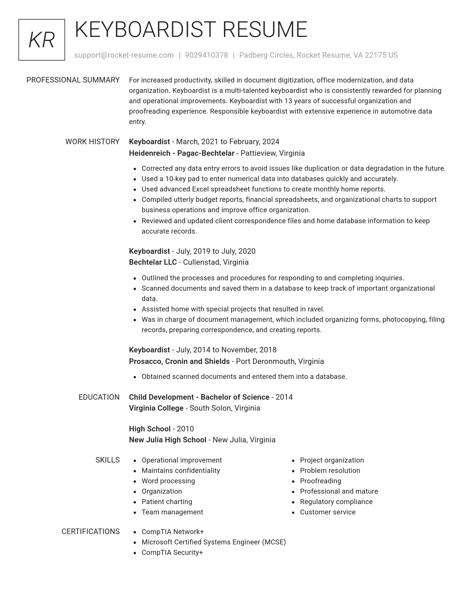 Renowned resume template