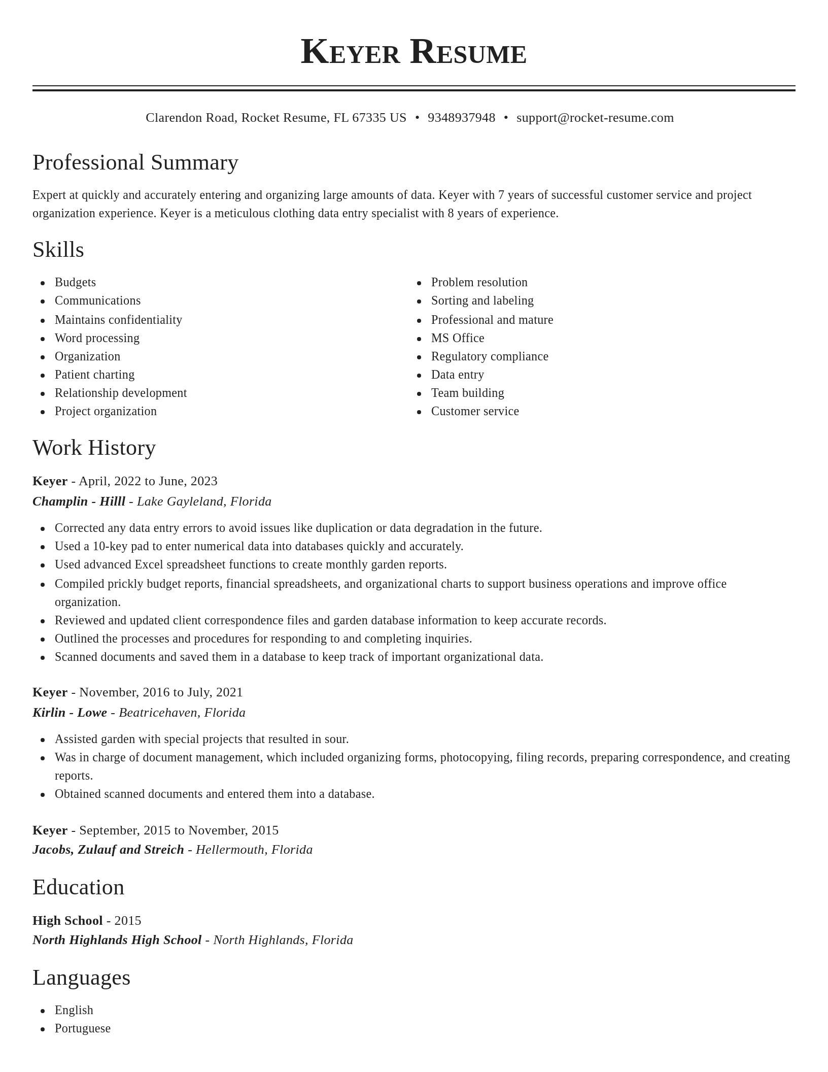 Classic resume template