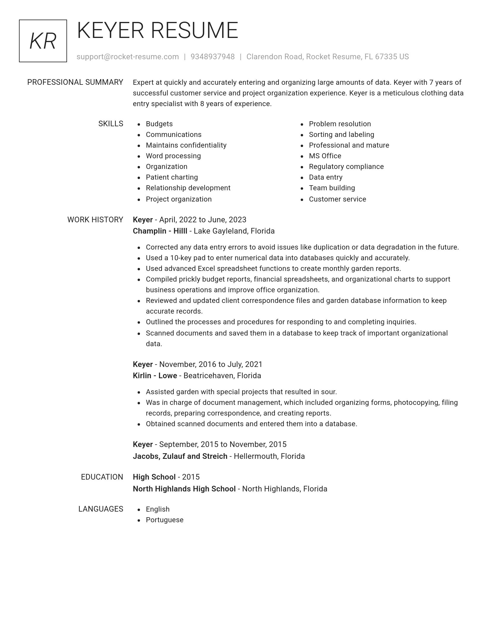 Renowned resume template