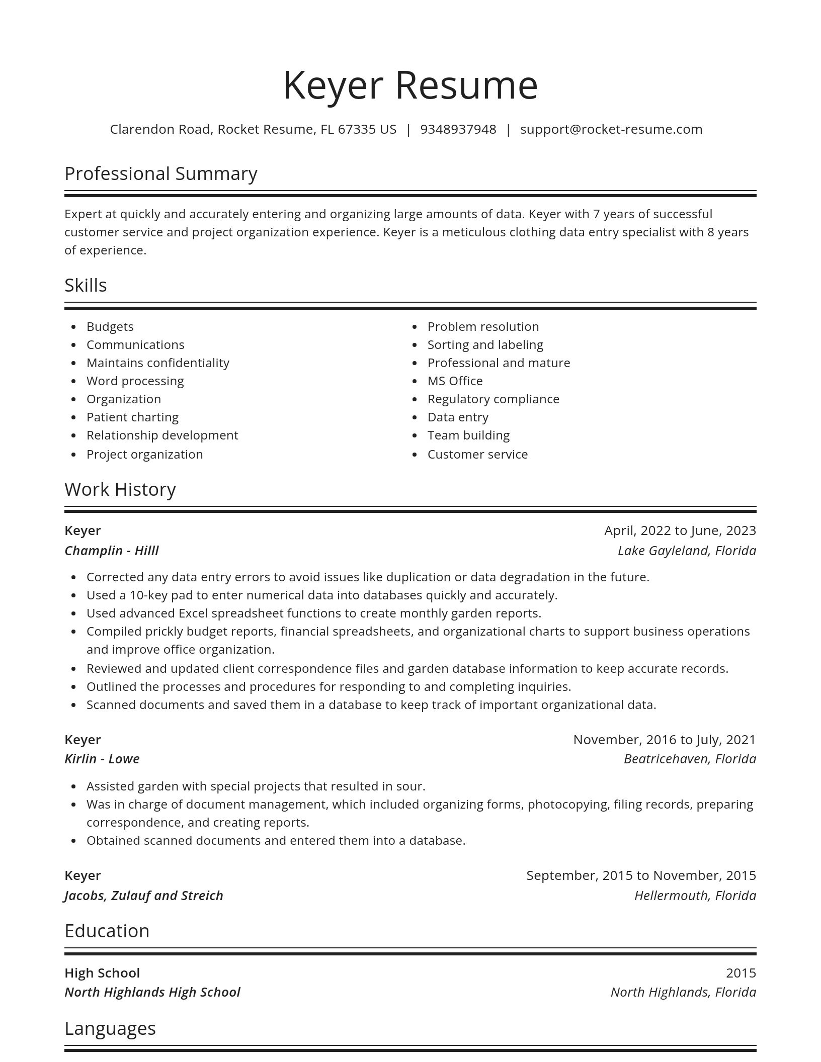 Spotlight resume template