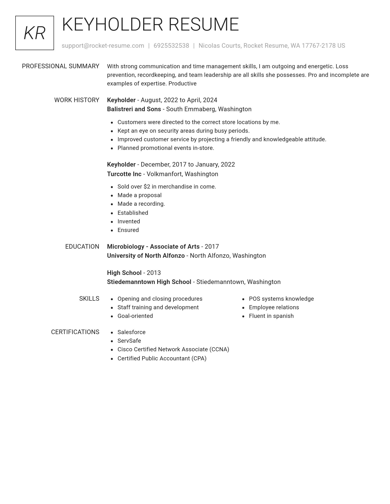 Renowned resume template