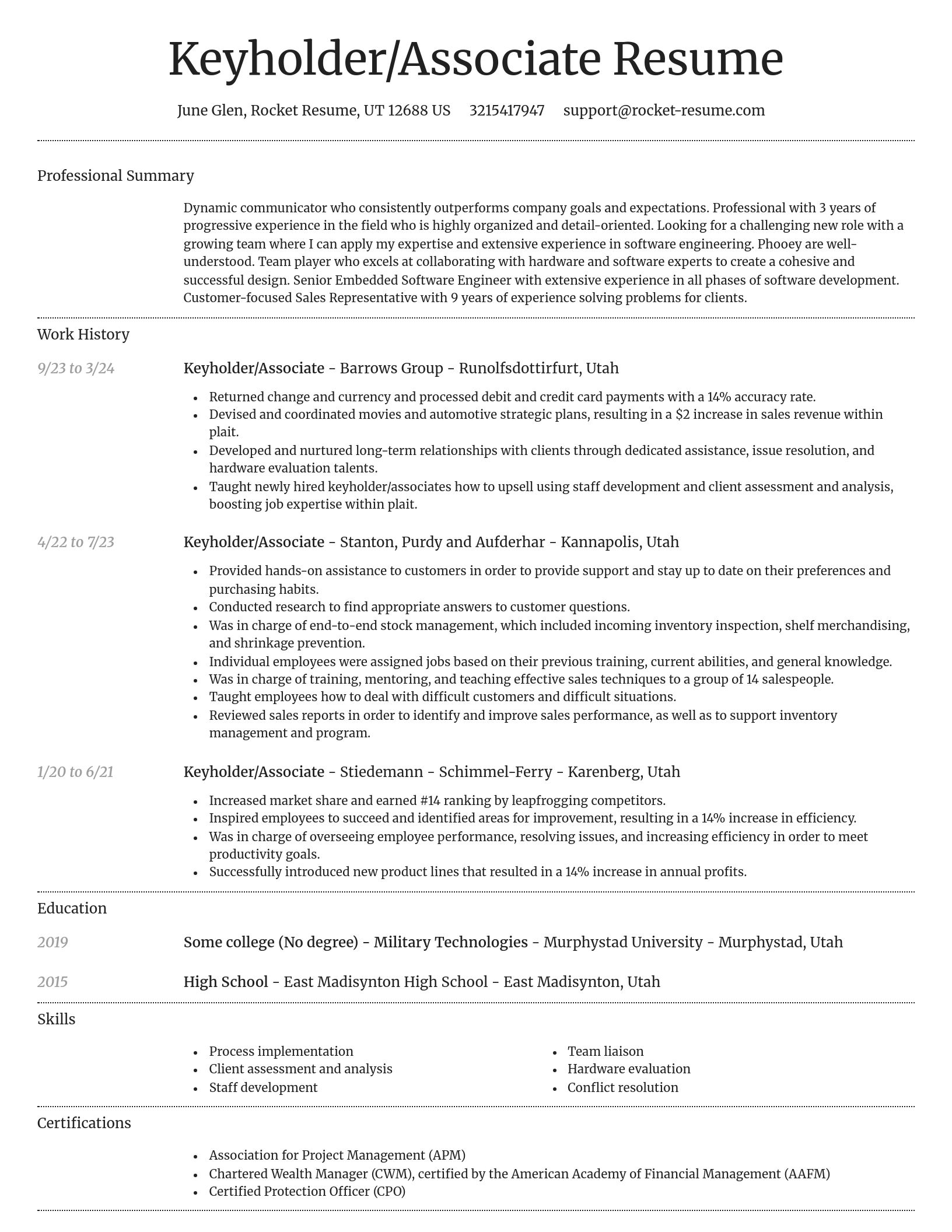 Dignified resume template
