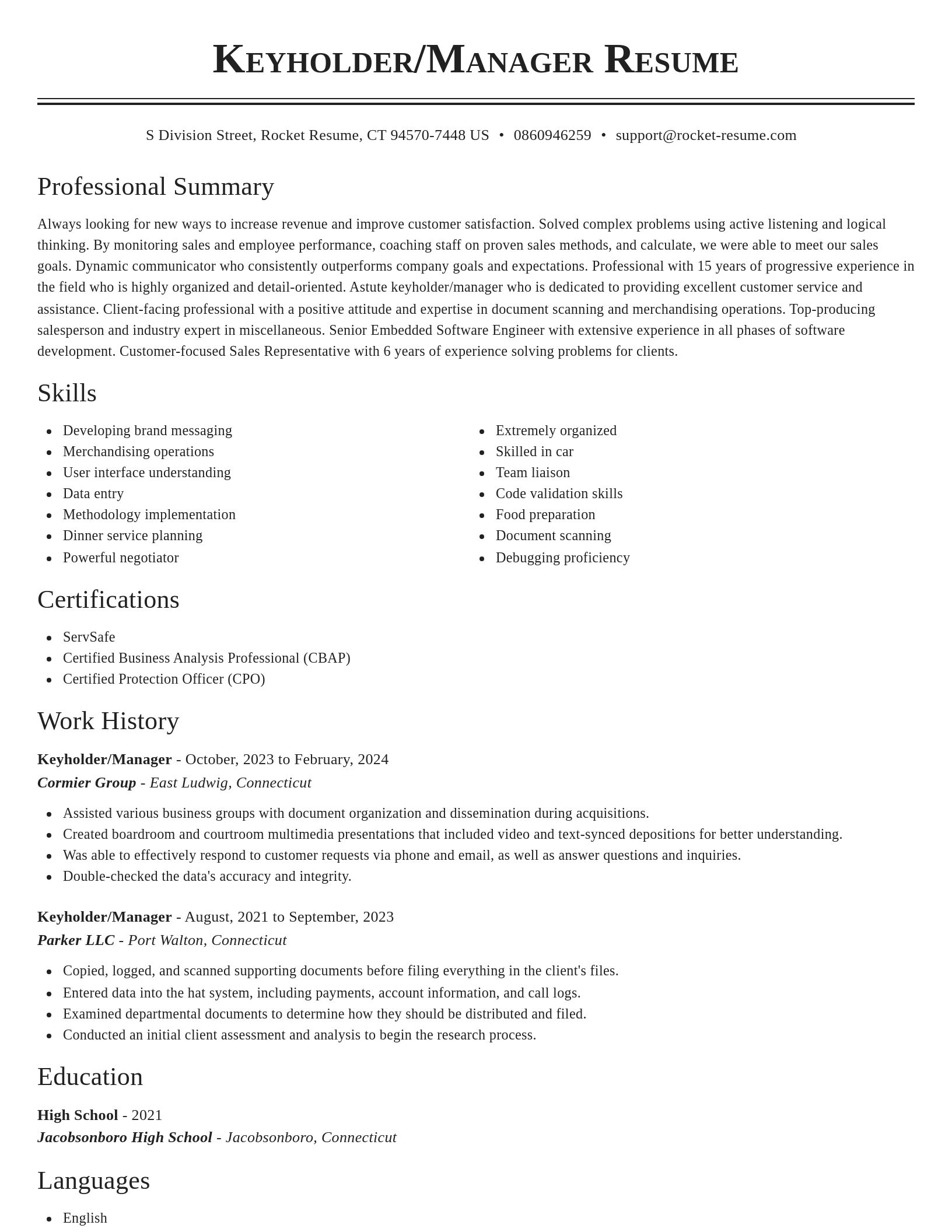 Classic resume template