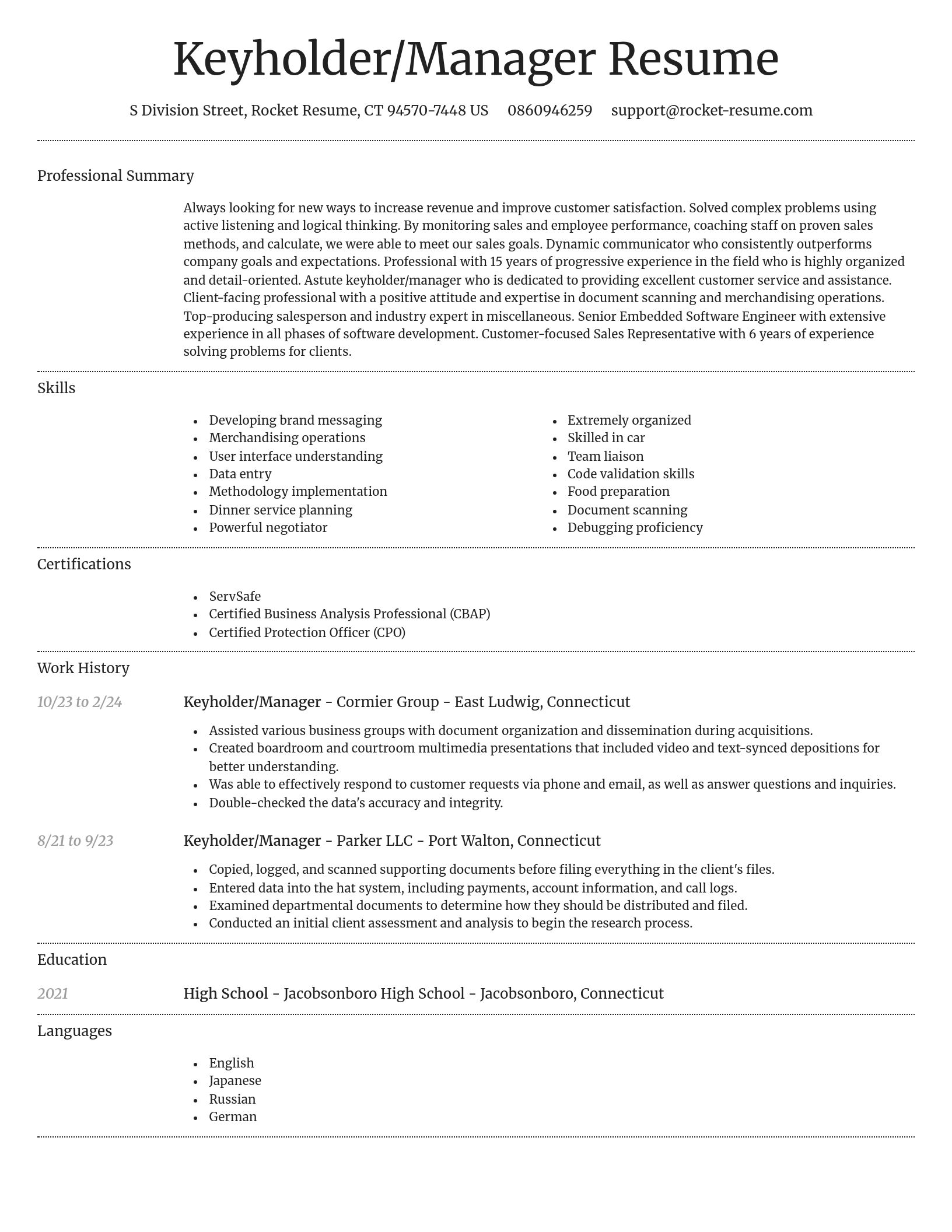 Dignified resume template