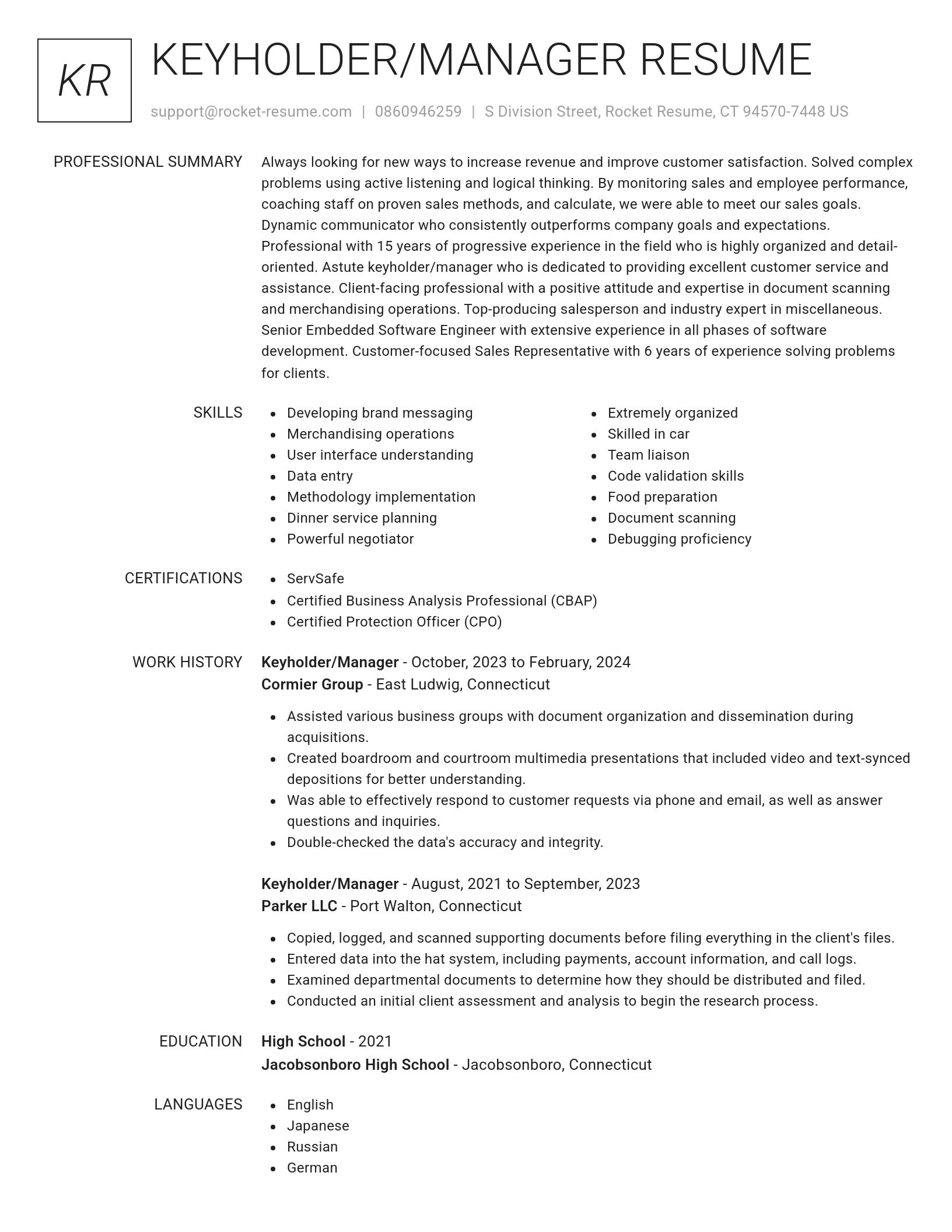 Renowned resume template