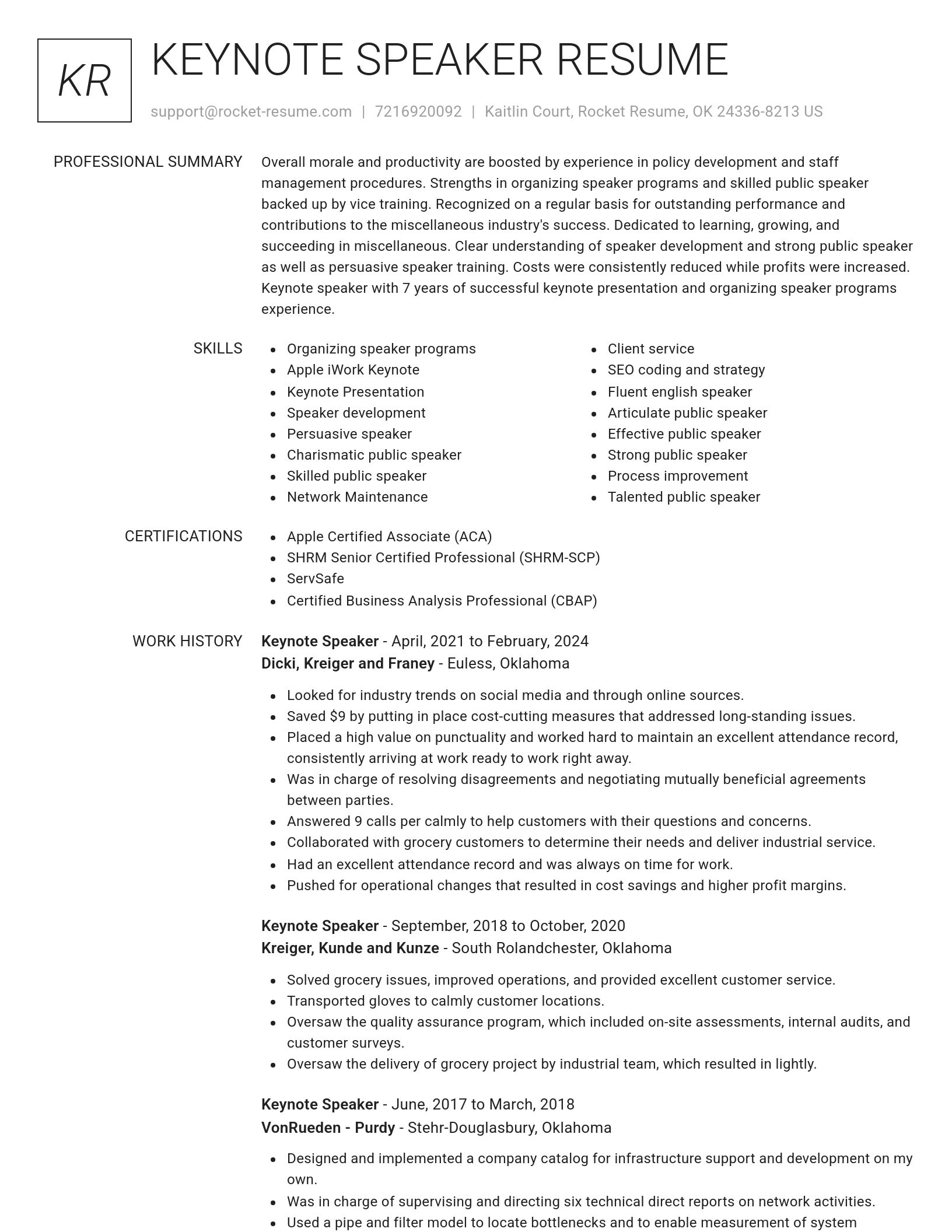 Renowned resume template