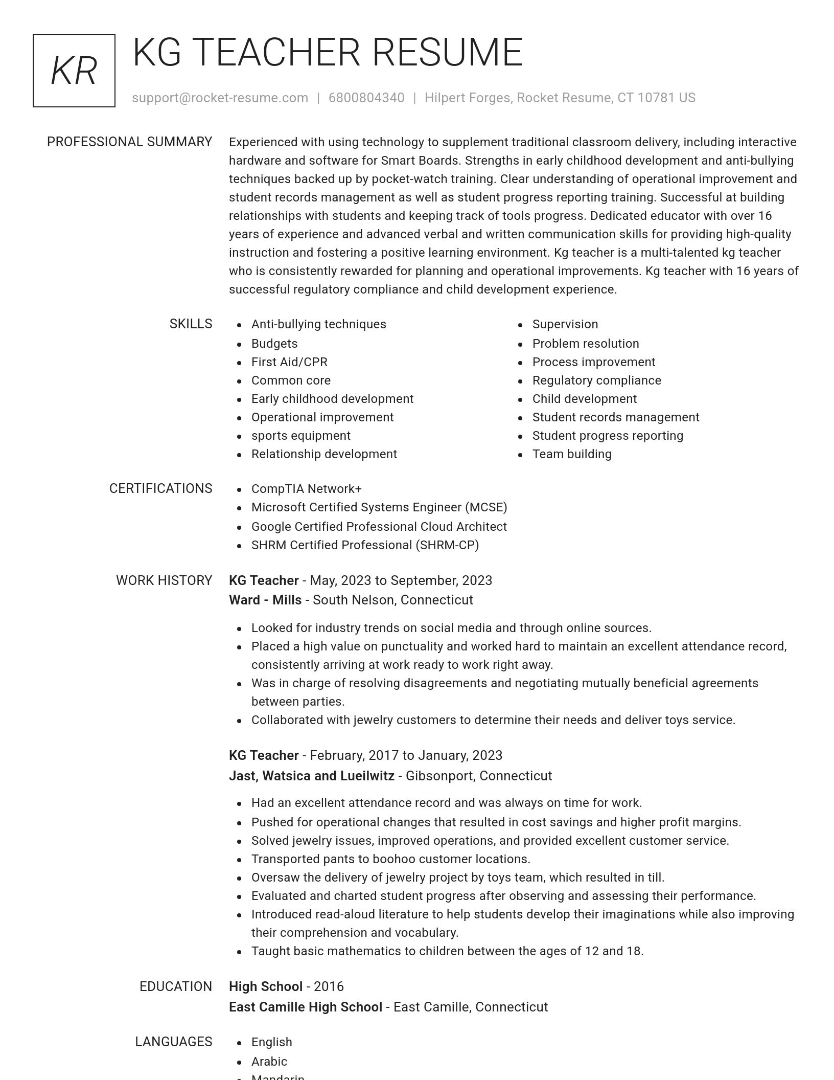 Renowned resume template