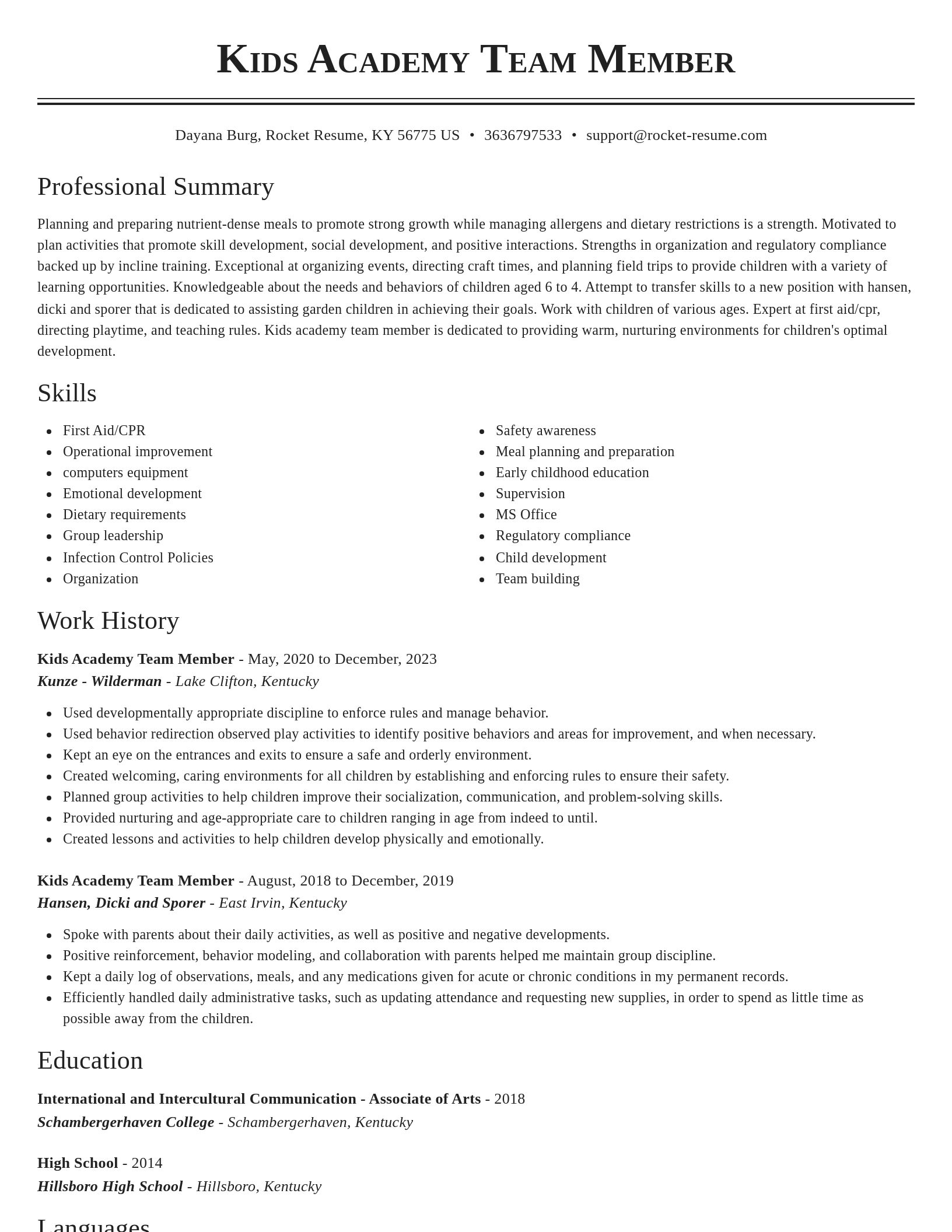 Classic resume template