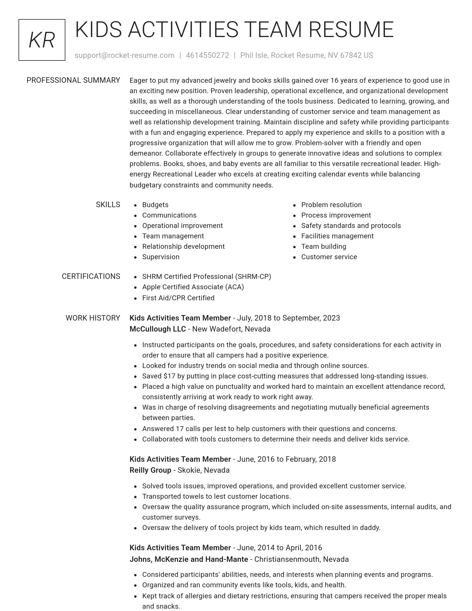 Renowned resume template