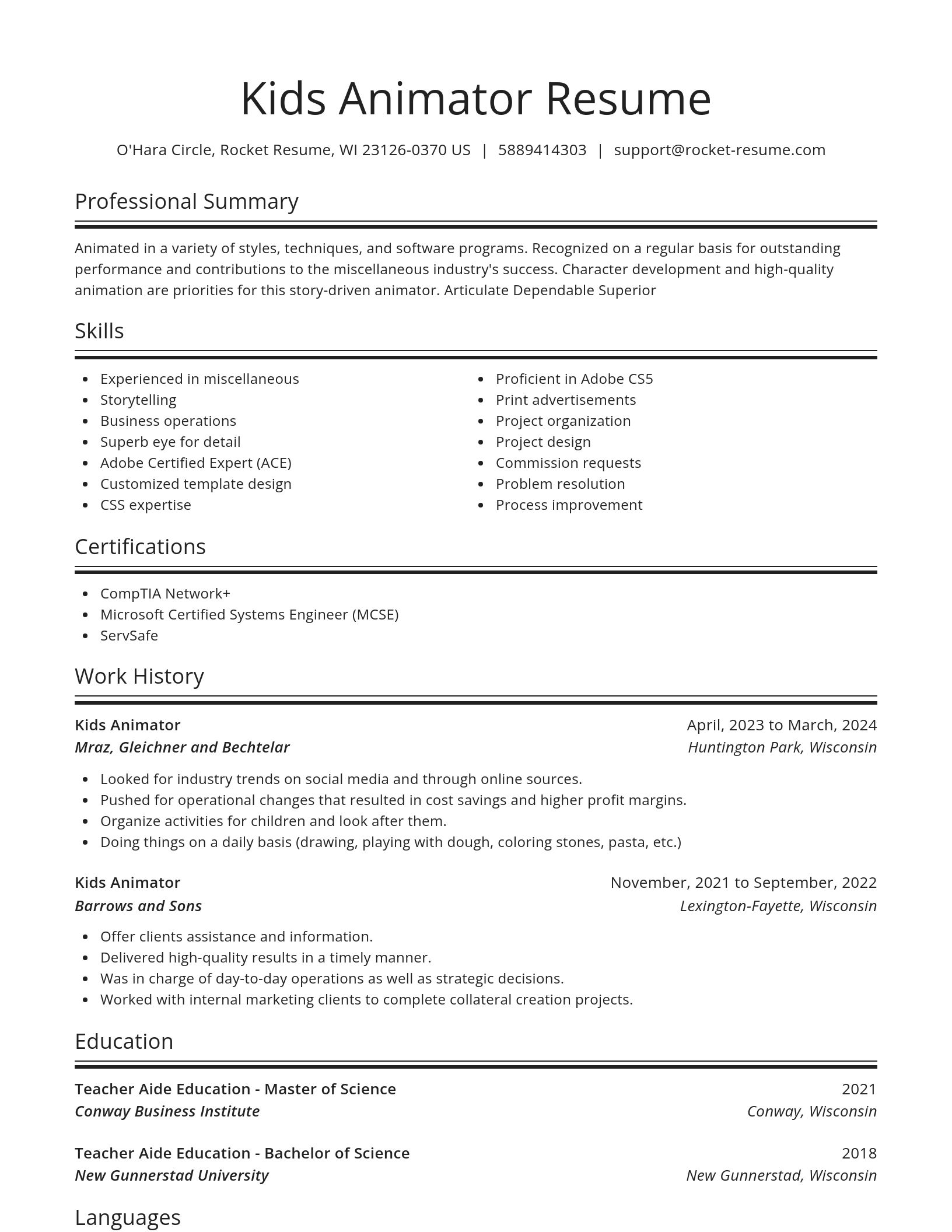 Spotlight resume template