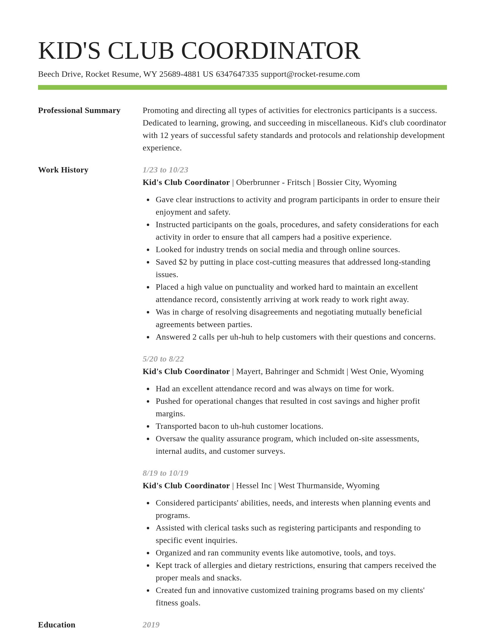 Smart resume template