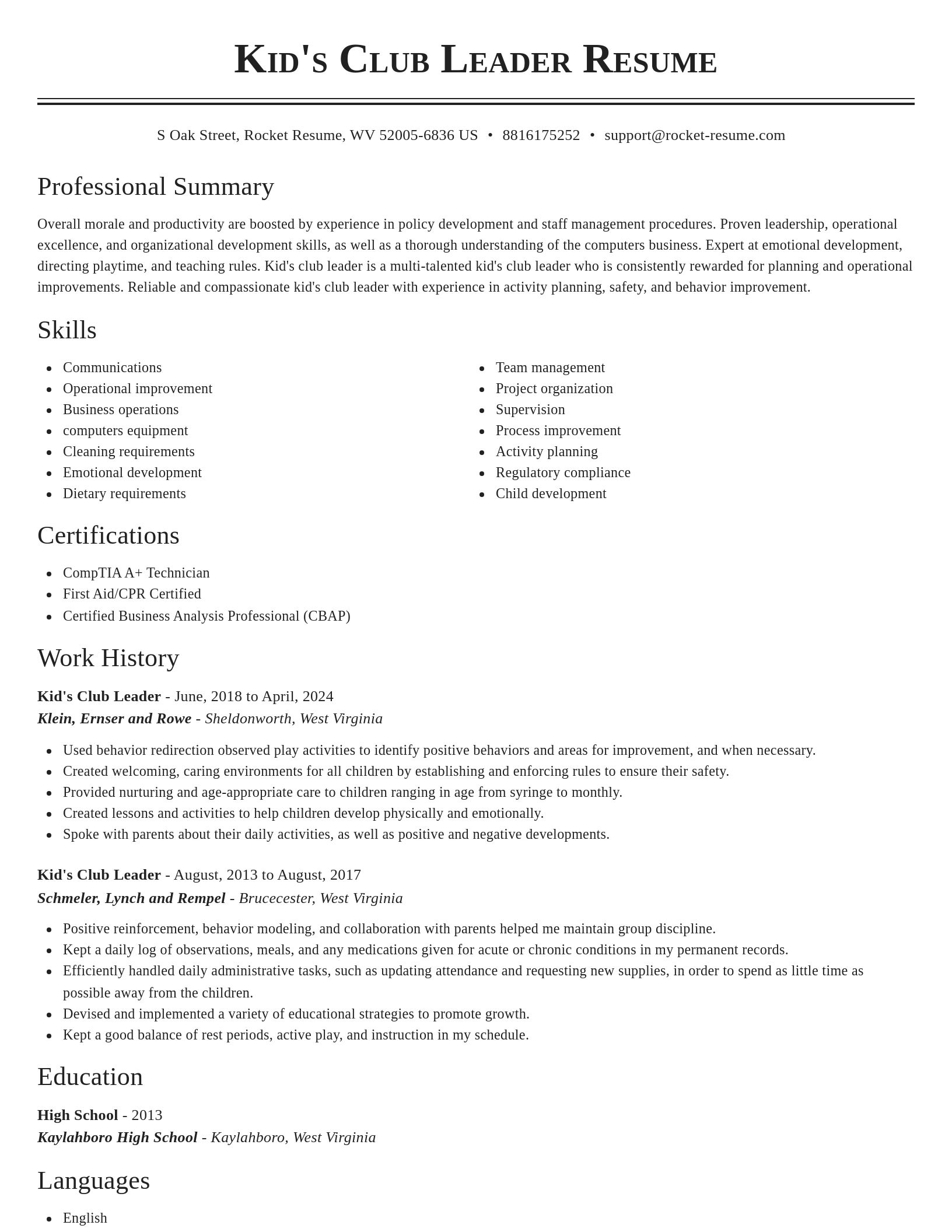 Classic resume template