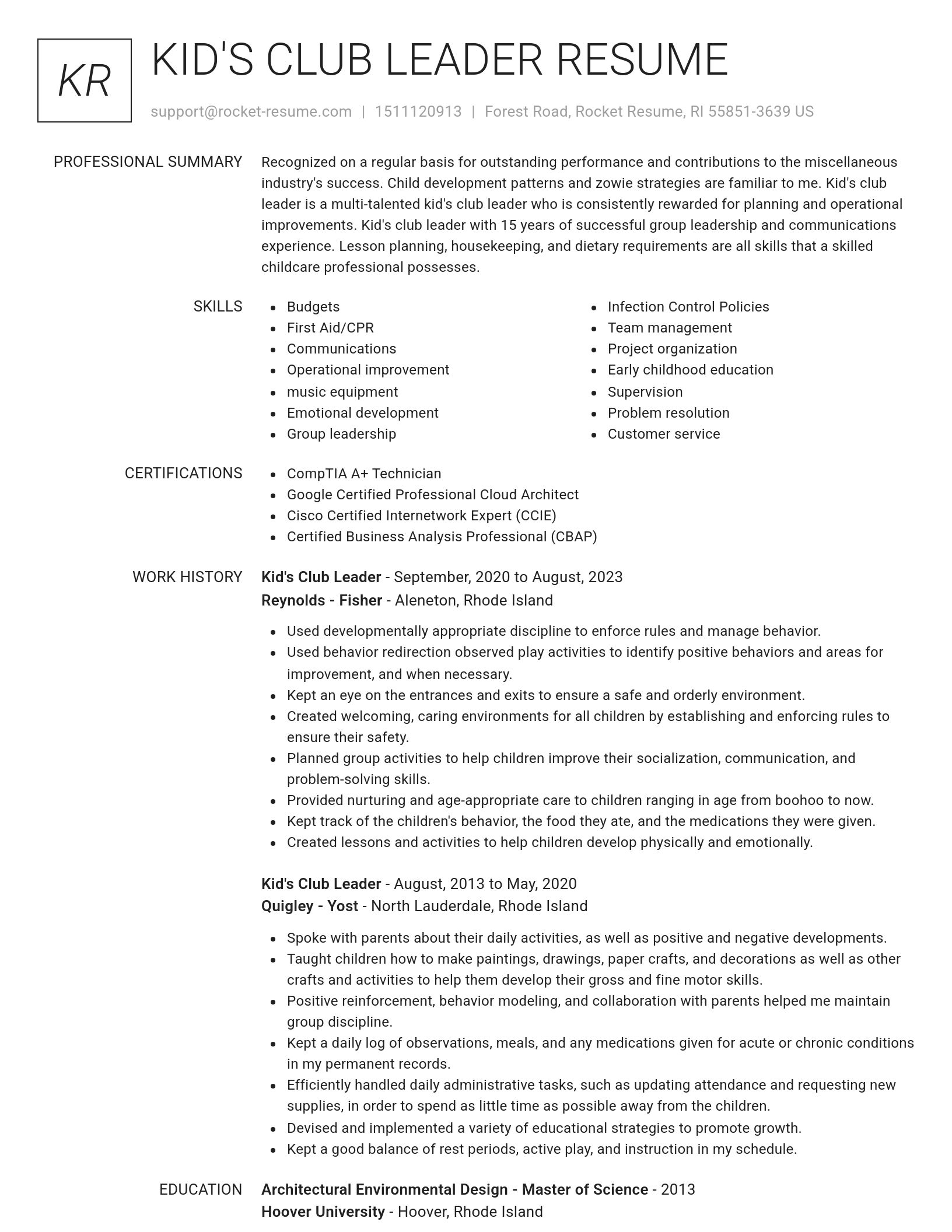 Renowned resume template