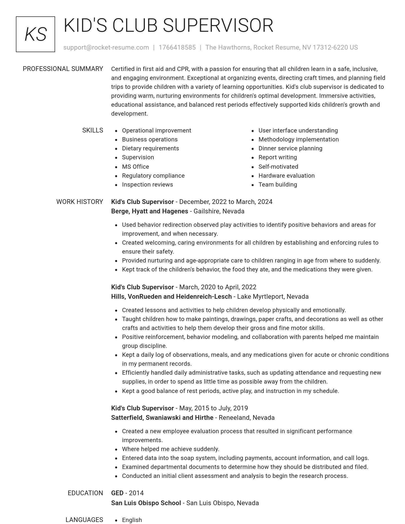 Renowned resume template