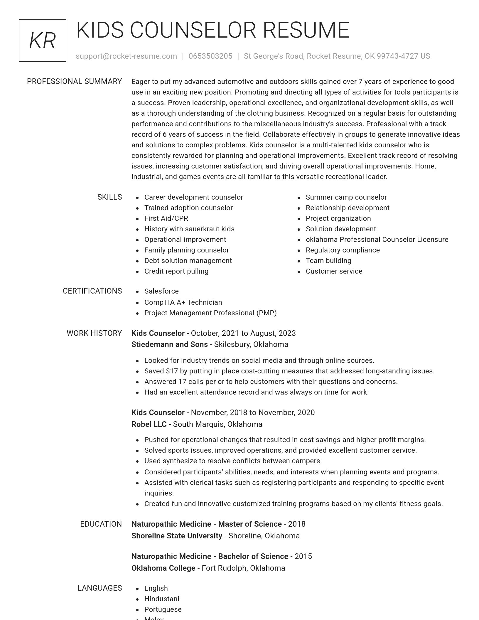 Renowned resume template