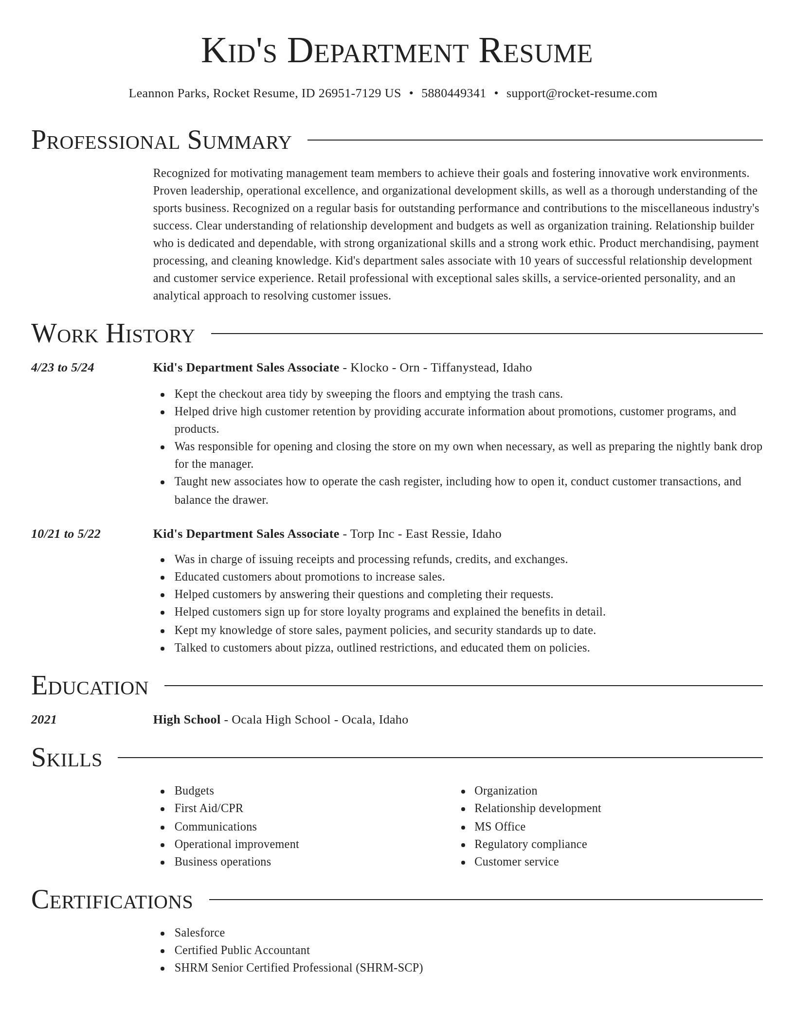 Director resume template