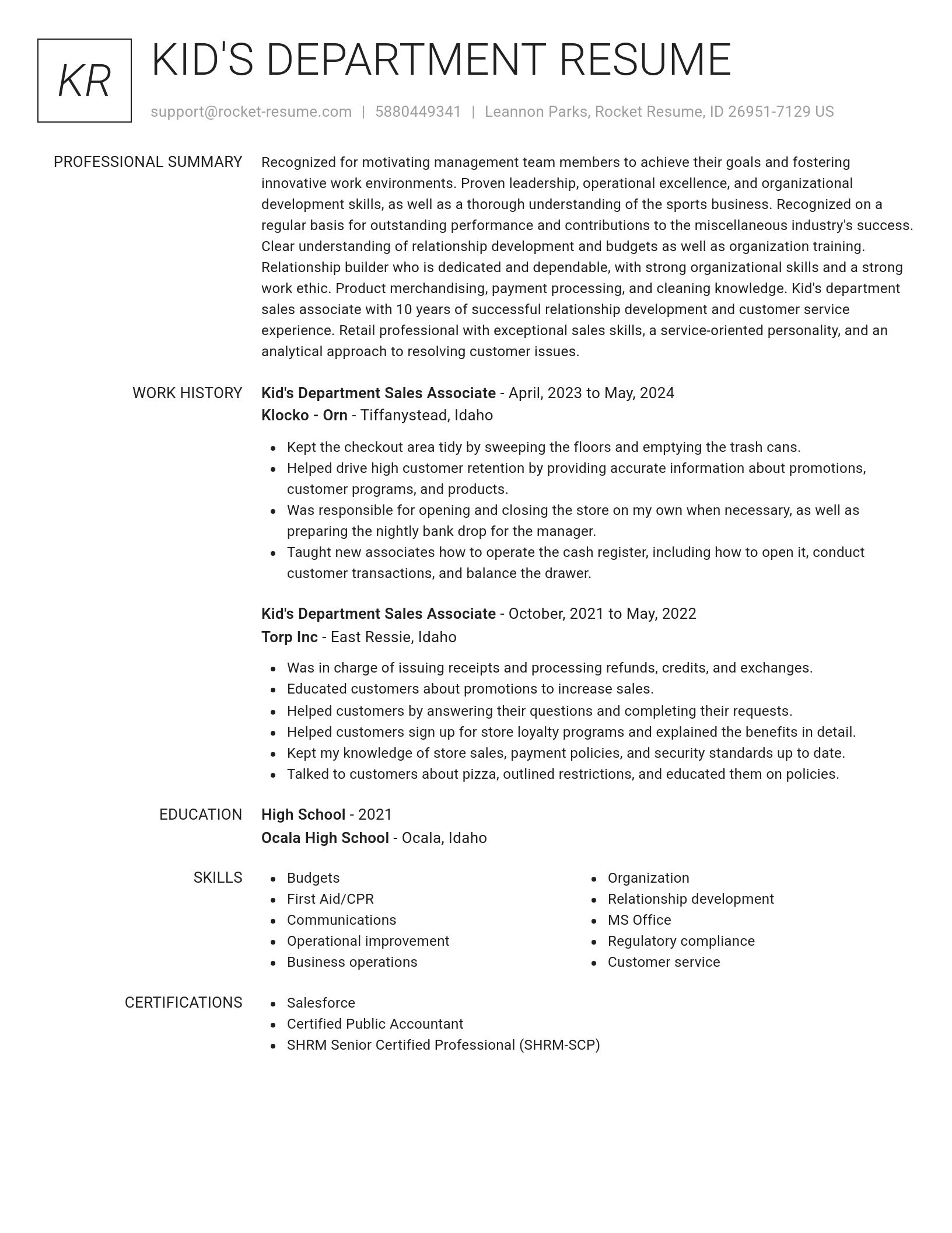 Renowned resume template