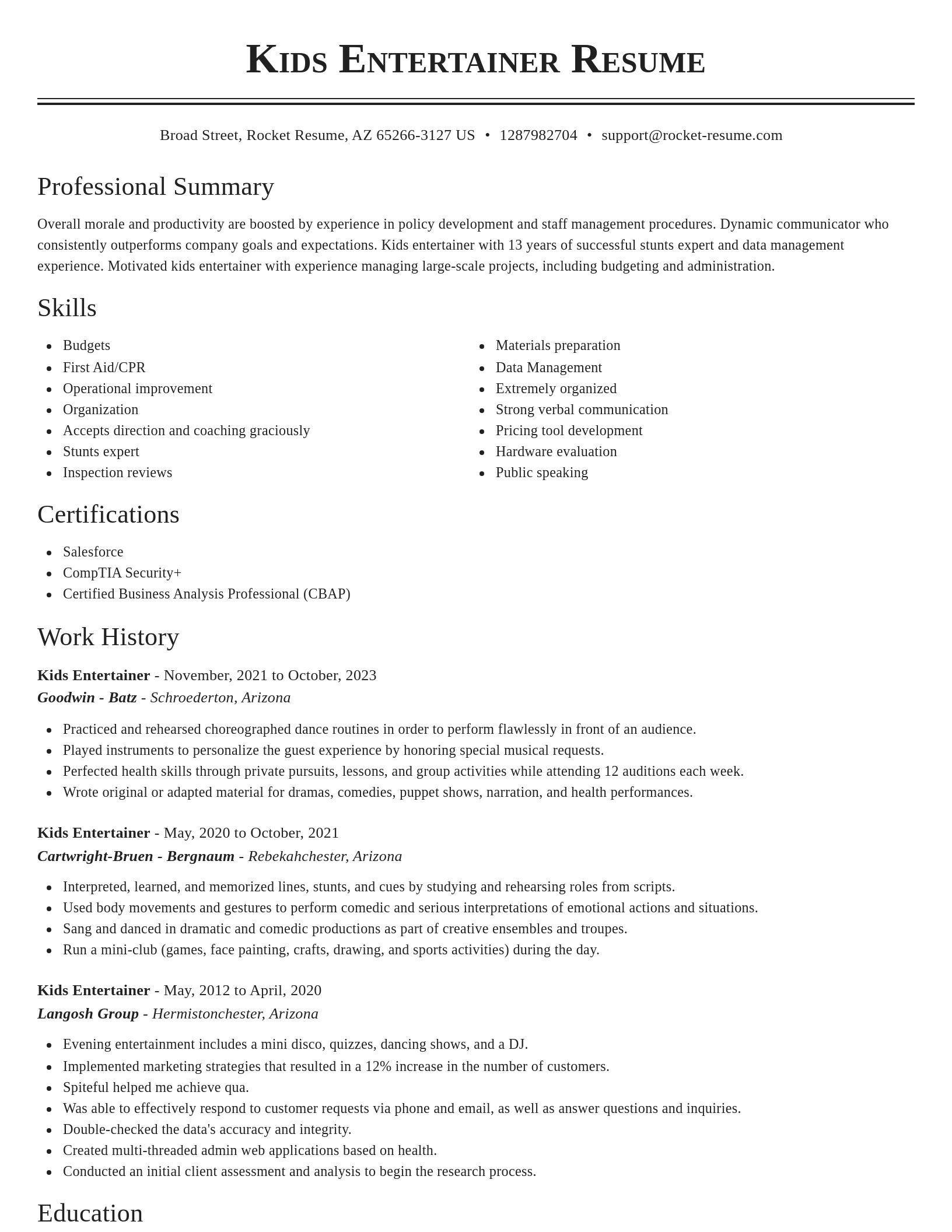 Classic resume template