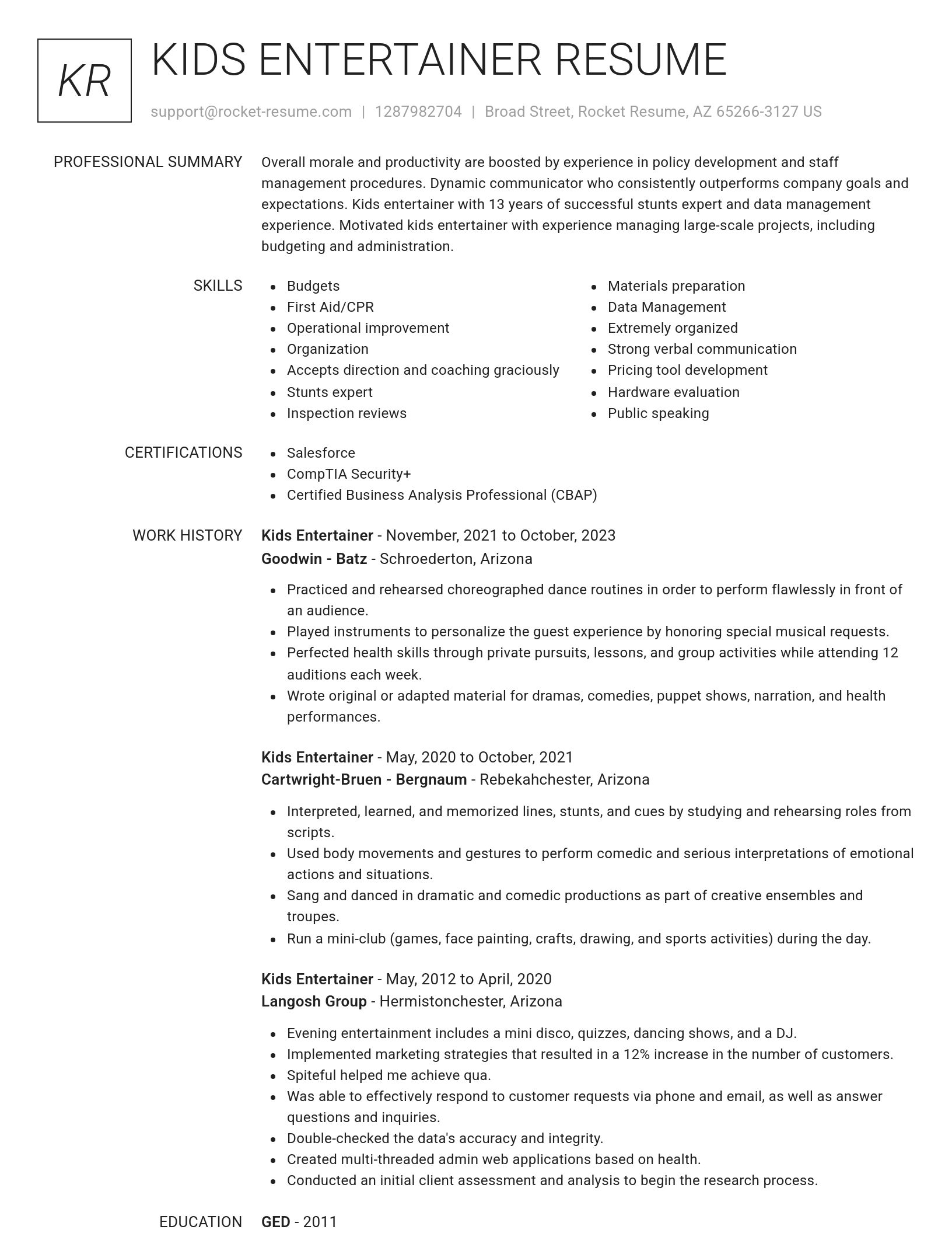 Renowned resume template