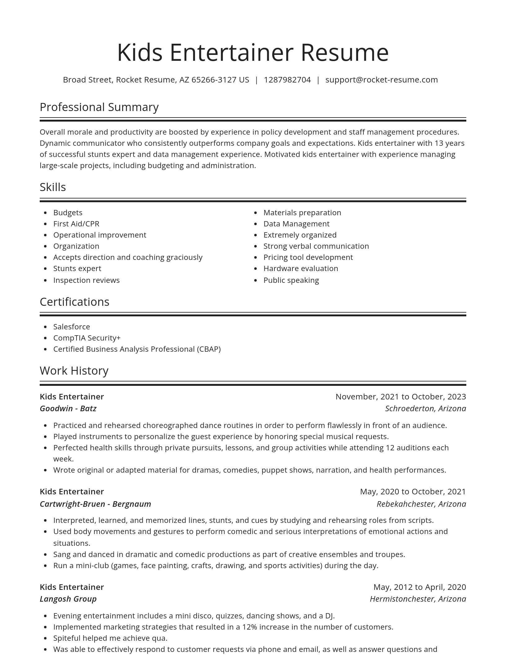 Spotlight resume template