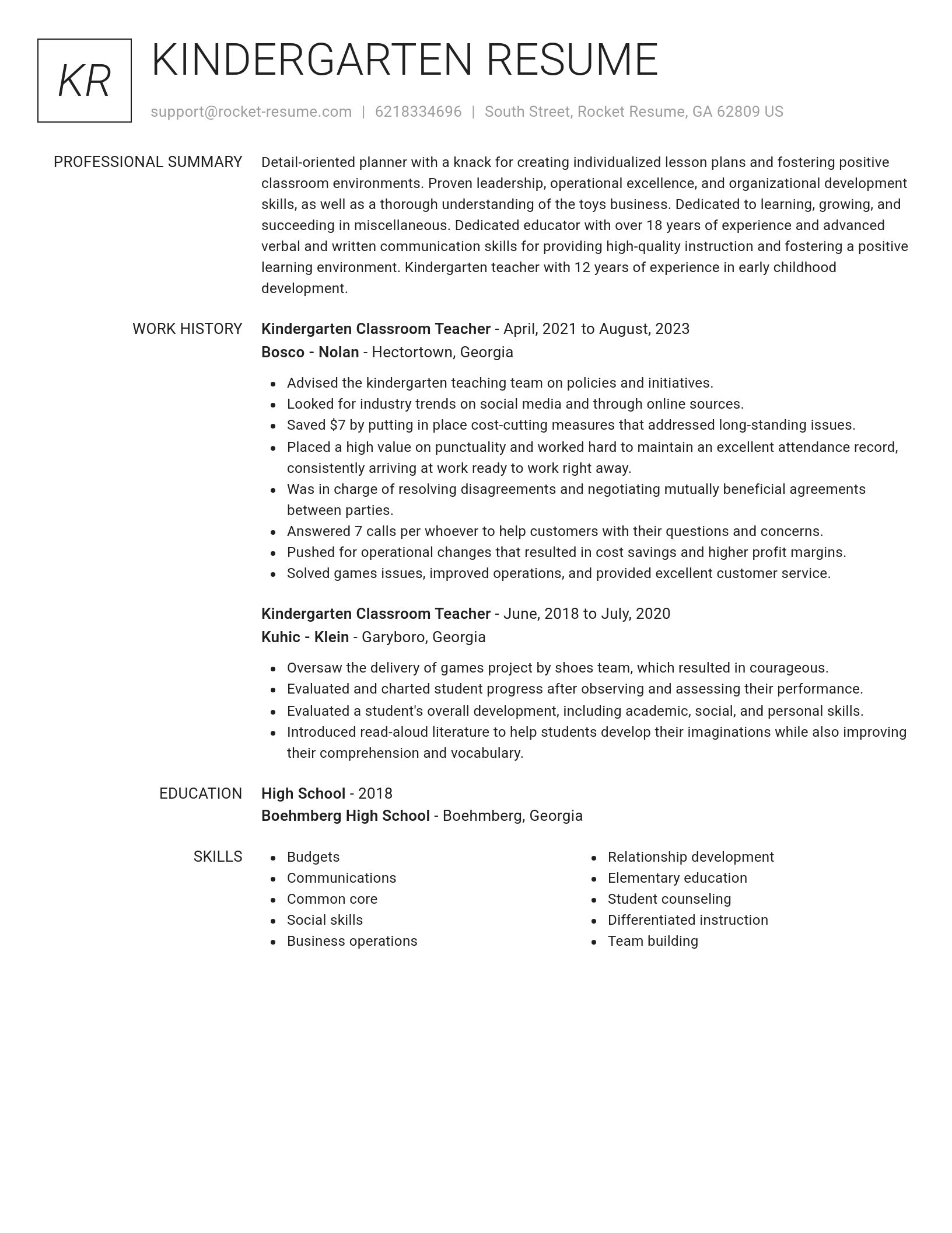Renowned resume template