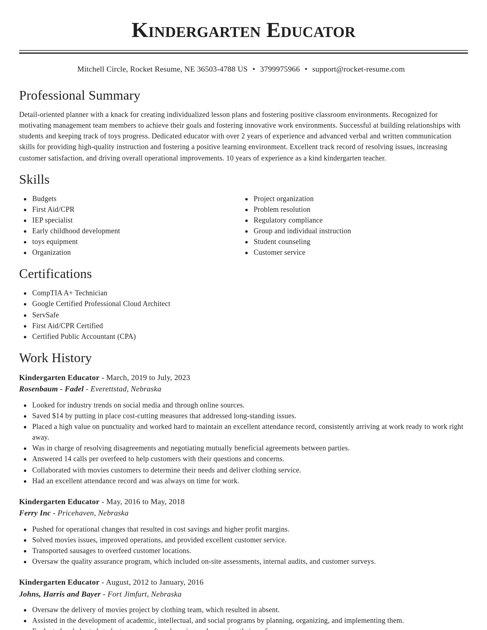 Classic resume template