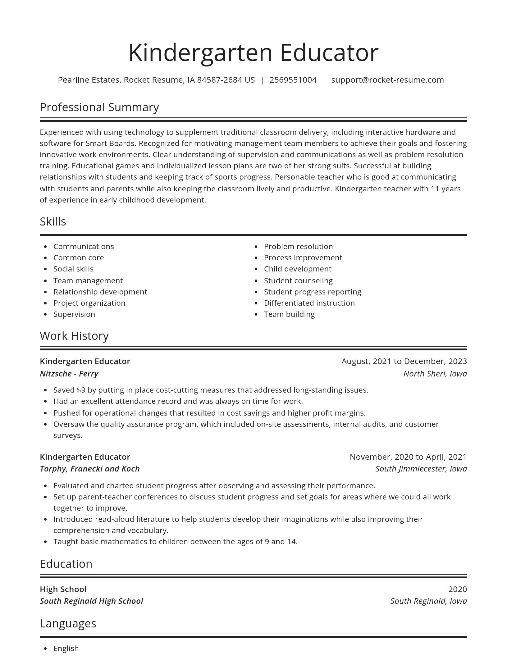 Spotlight resume template