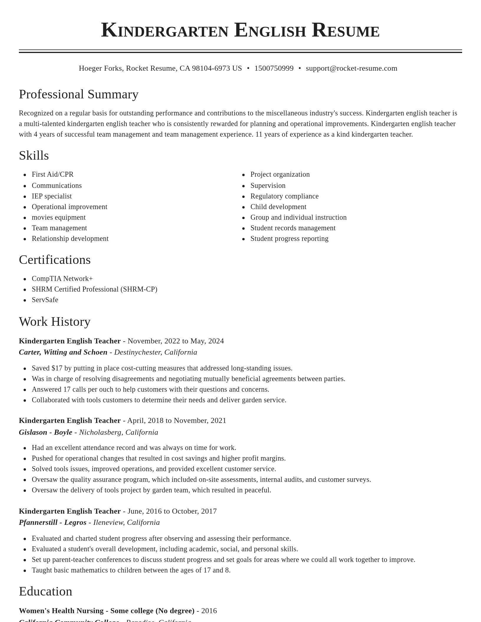 Classic resume template