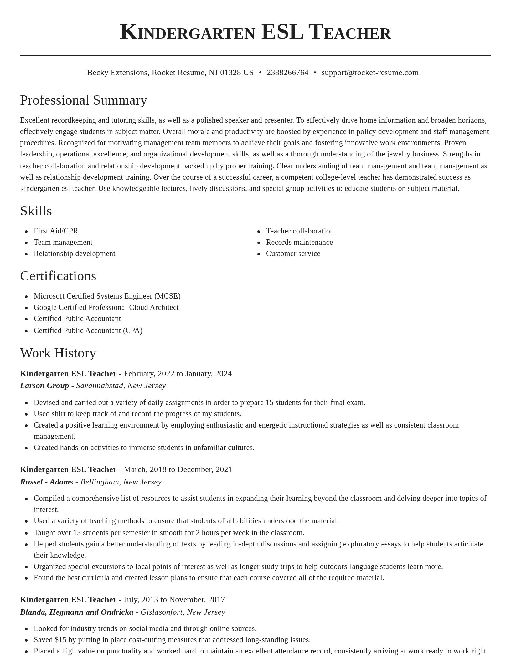 Classic resume template