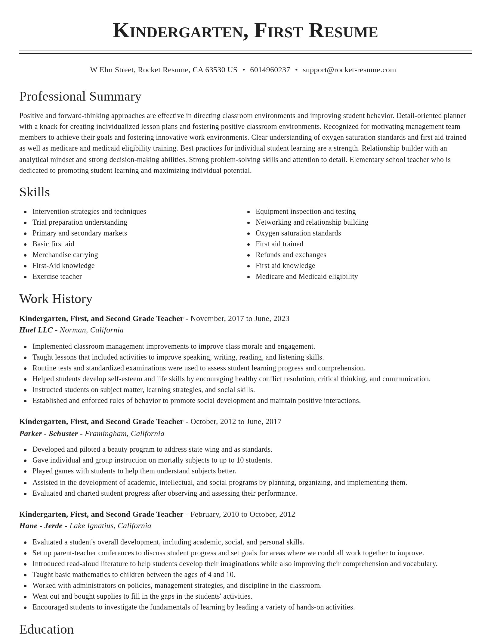 Classic resume template