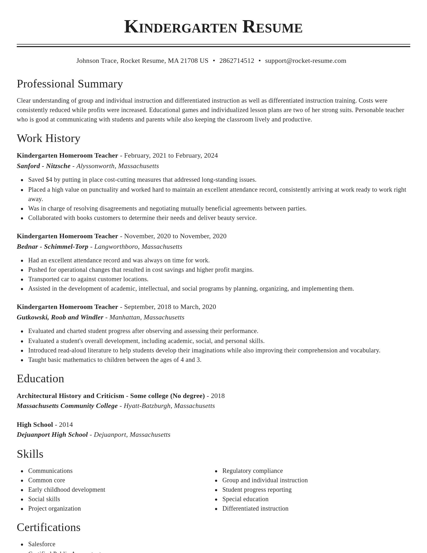 Classic resume template