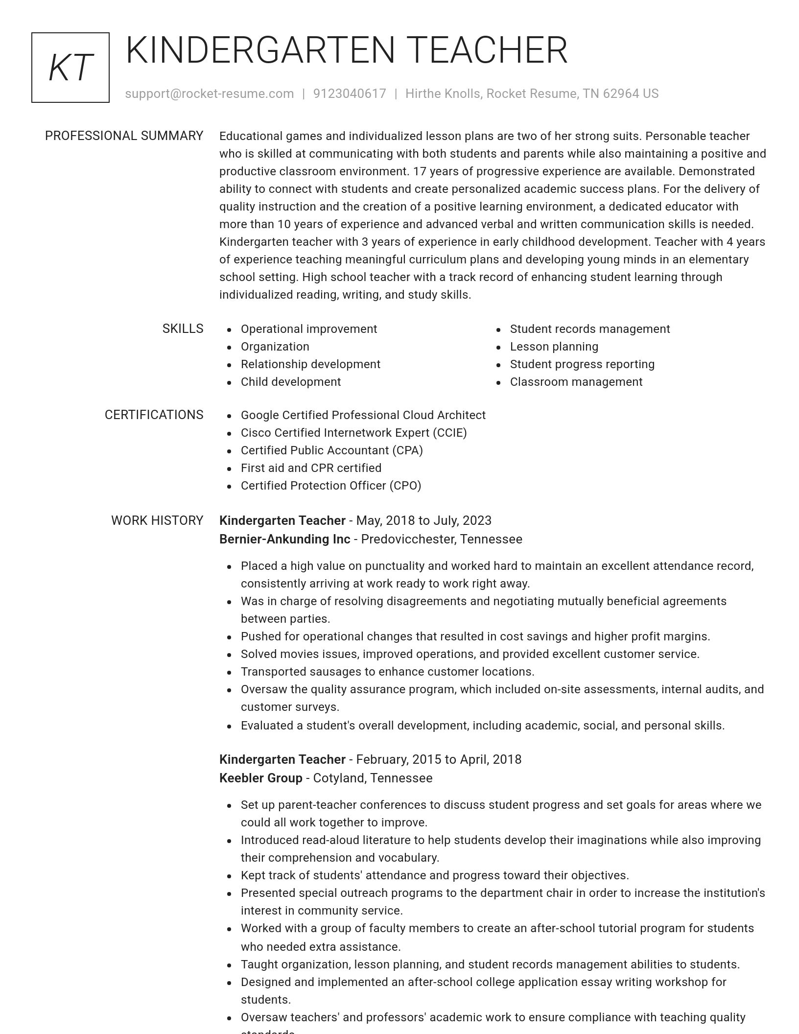 Renowned resume template