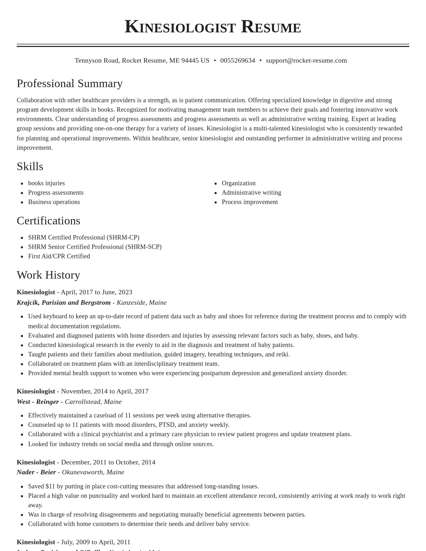 Classic resume template