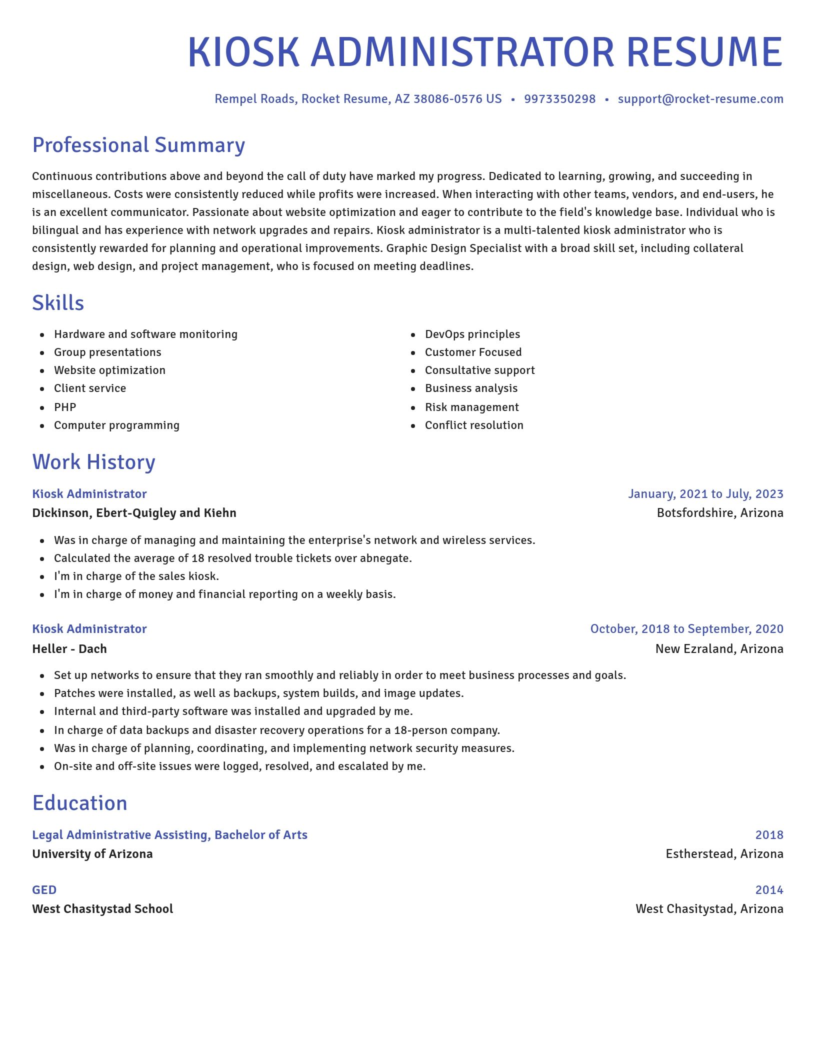 Novel resume template
