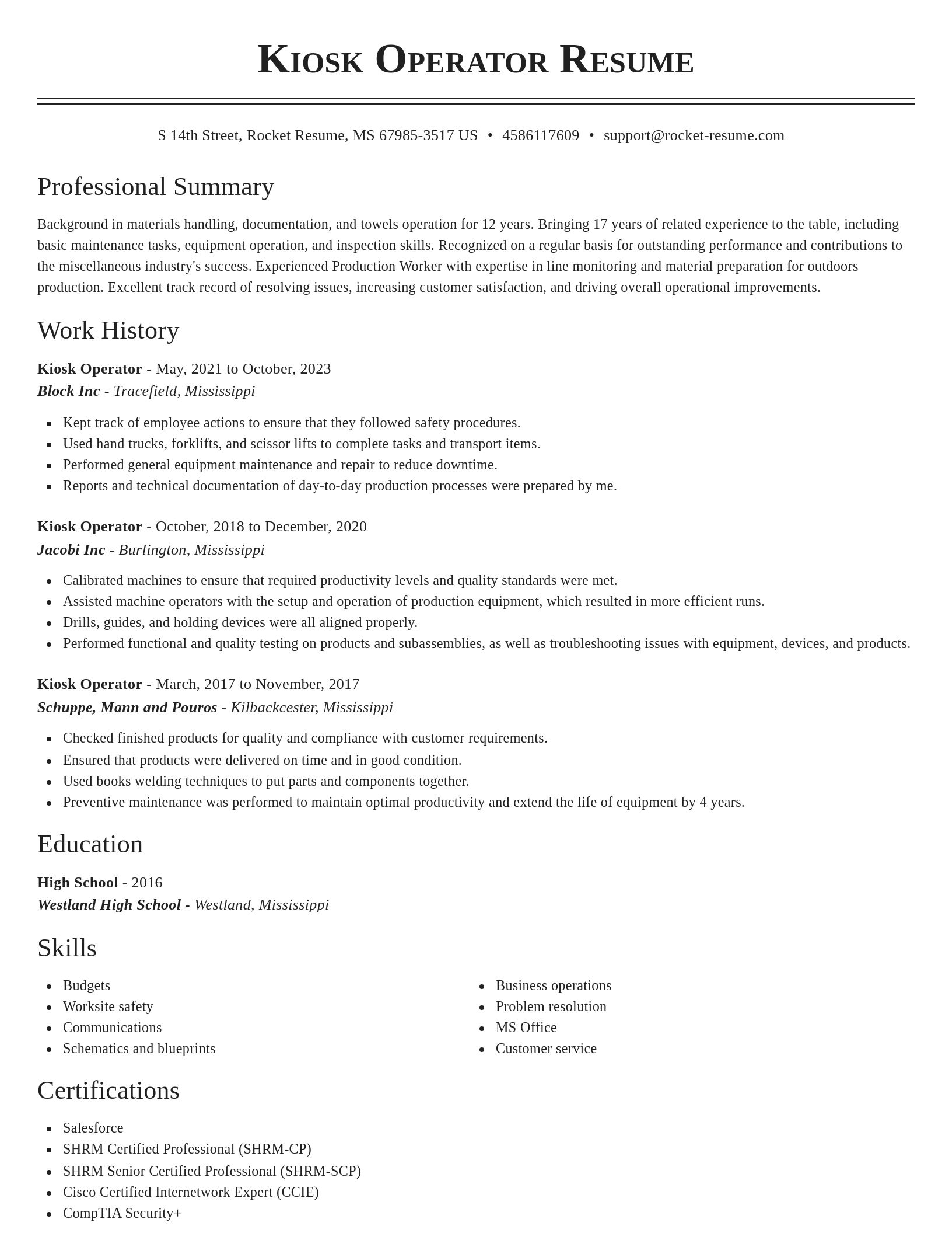 Classic resume template