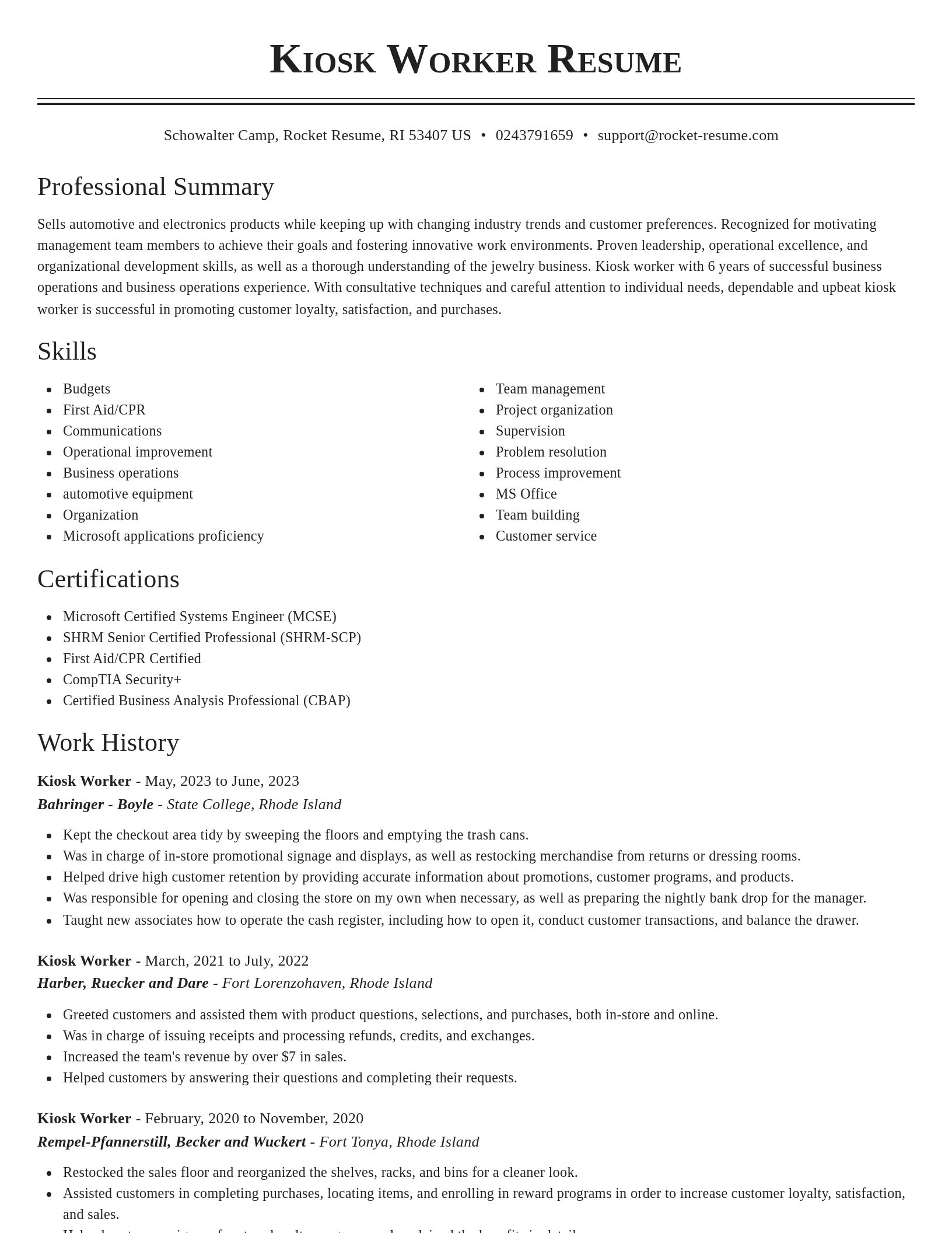 Classic resume template