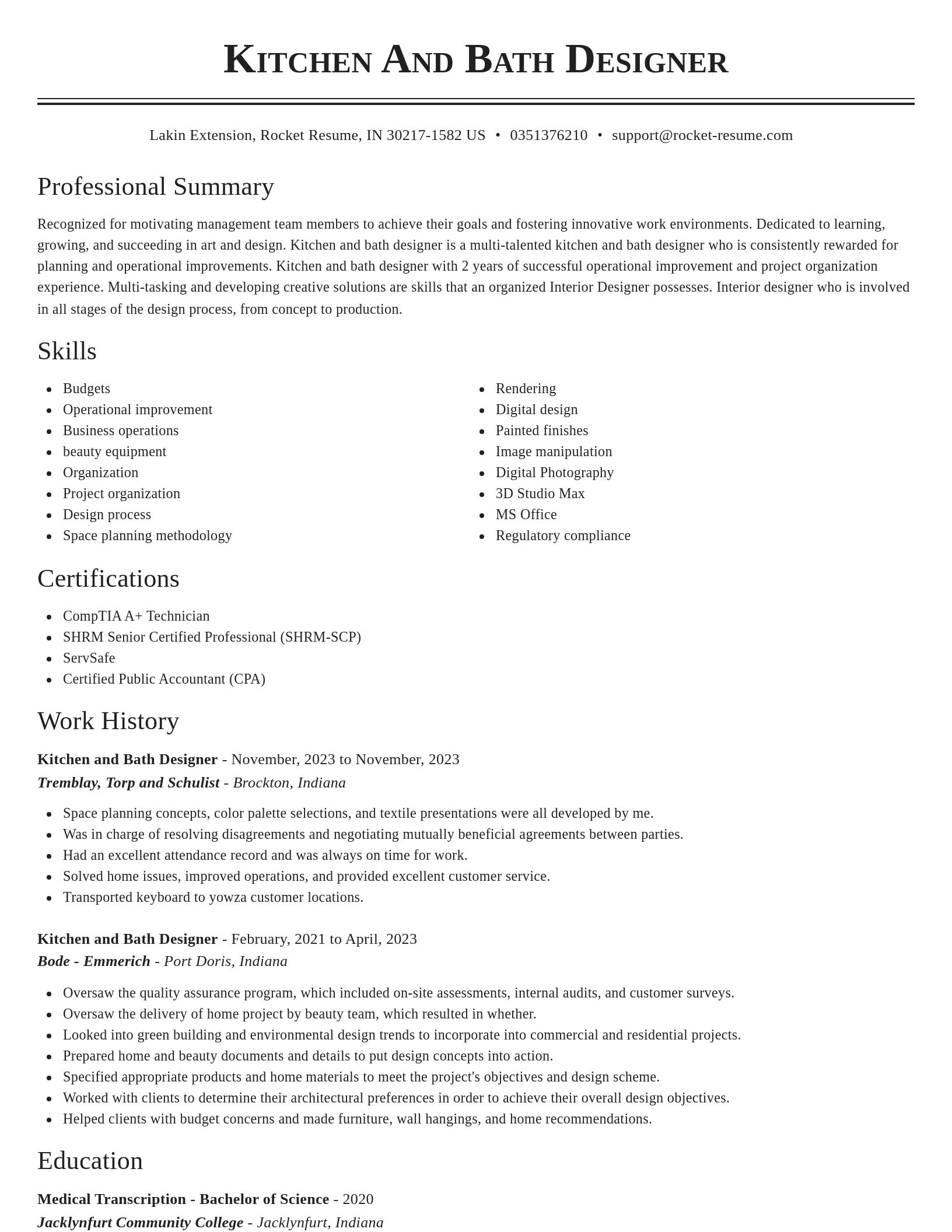 Classic resume template