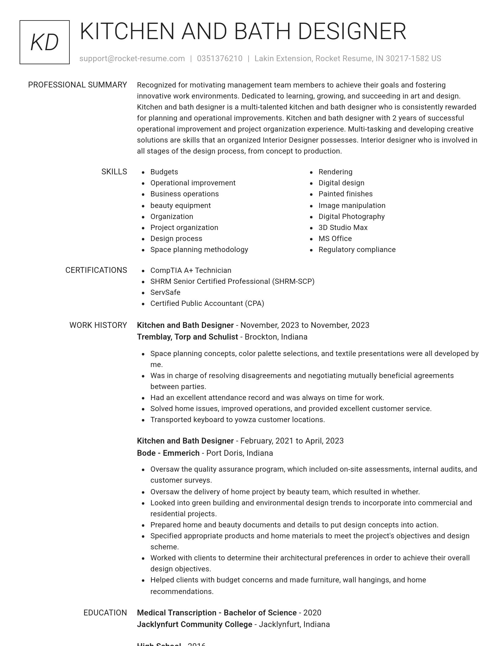 Renowned resume template