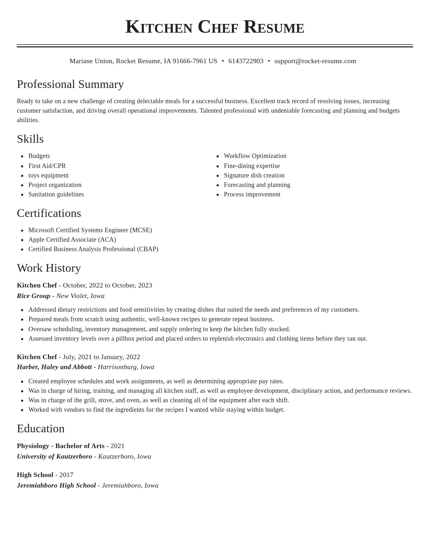 Classic resume template