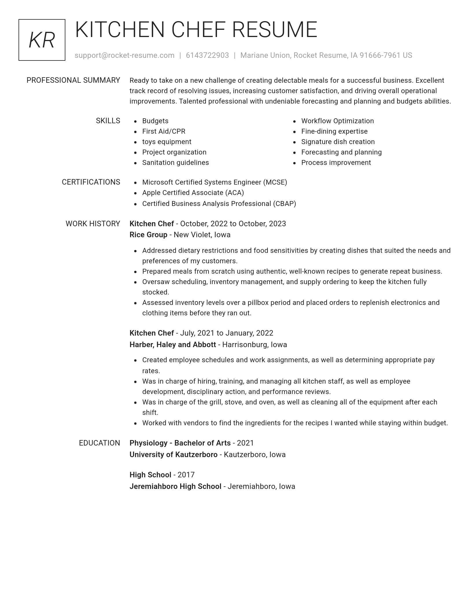 Renowned resume template