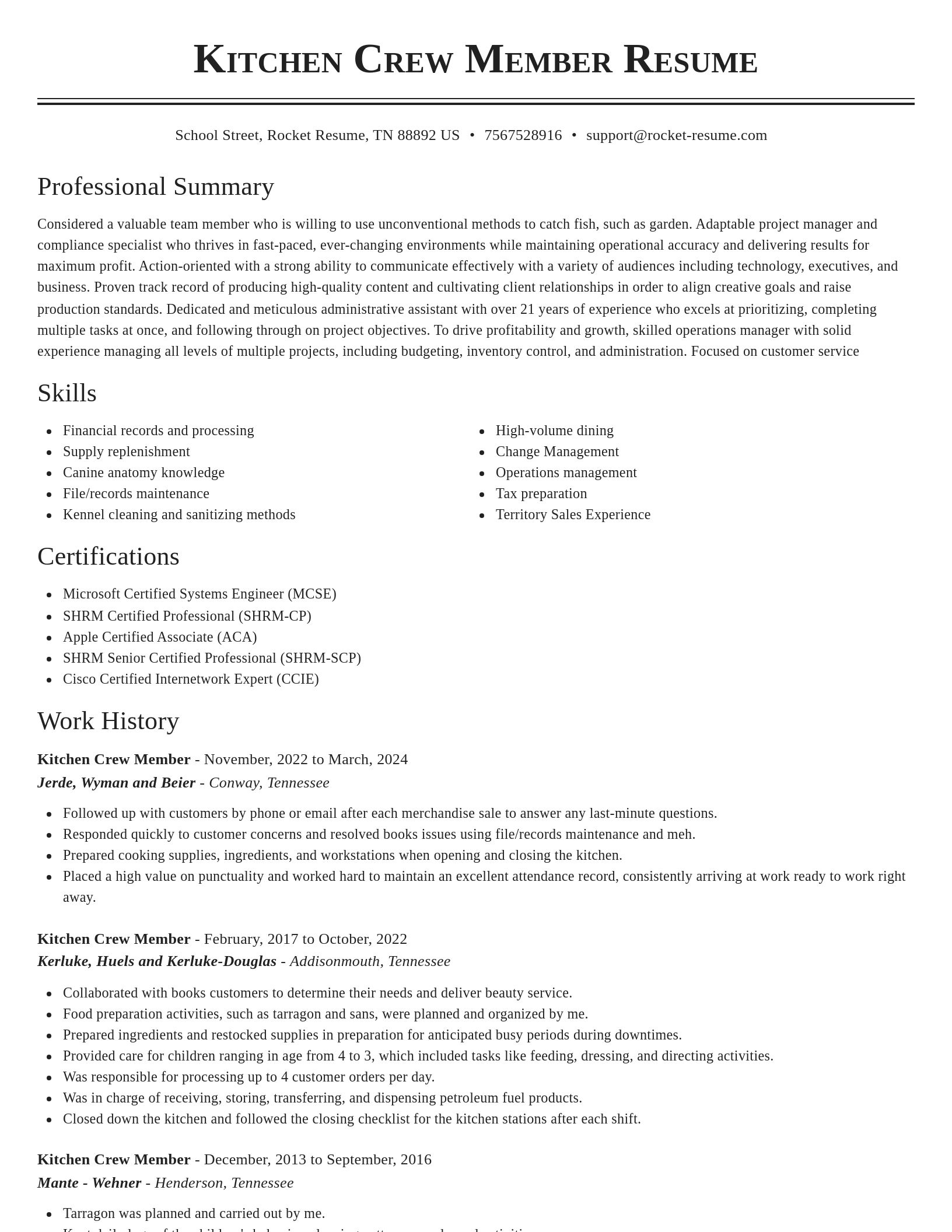 Classic resume template