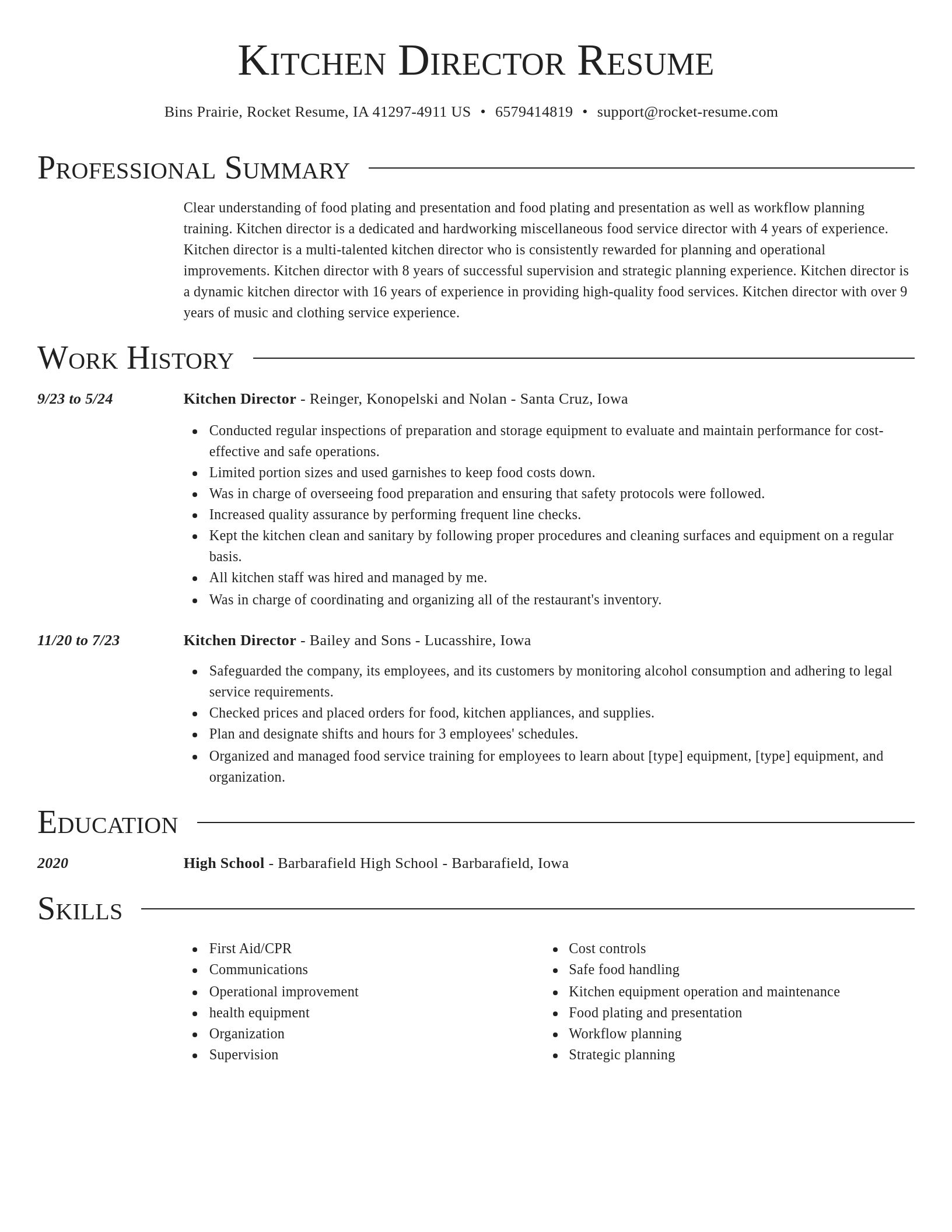 Director resume template